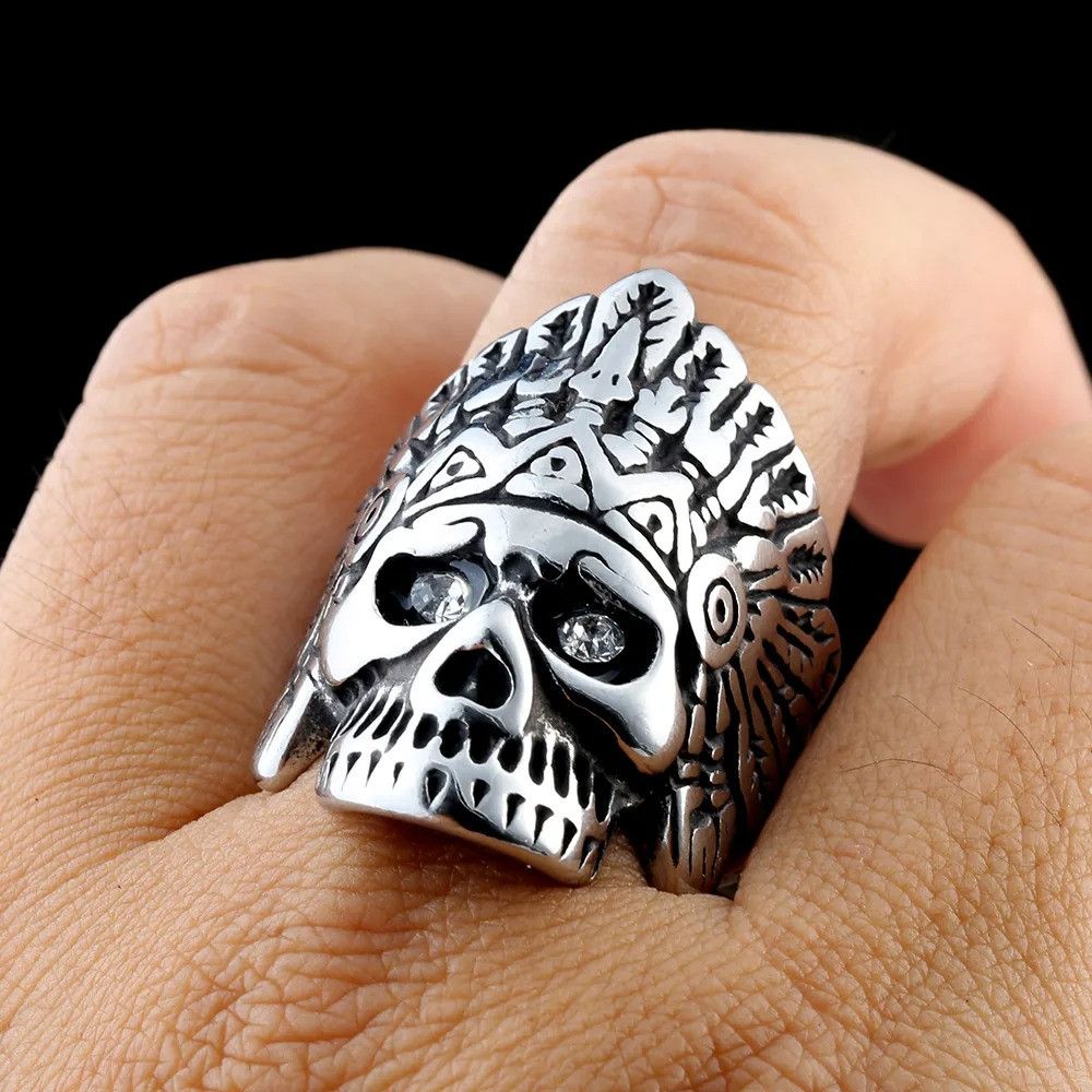 Jewelry Stainless Steel Inlay Rhinestones Men's Ring Size ONE SIZE - 2 Thumbnail