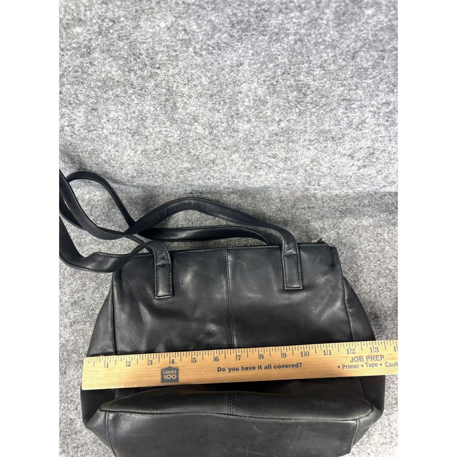 Vintage STONE MOUNTAIN Leather Shoulder Bag Tote Womens Black Zip Pockets Organizer Large Size ONE SIZE - 4 Thumbnail