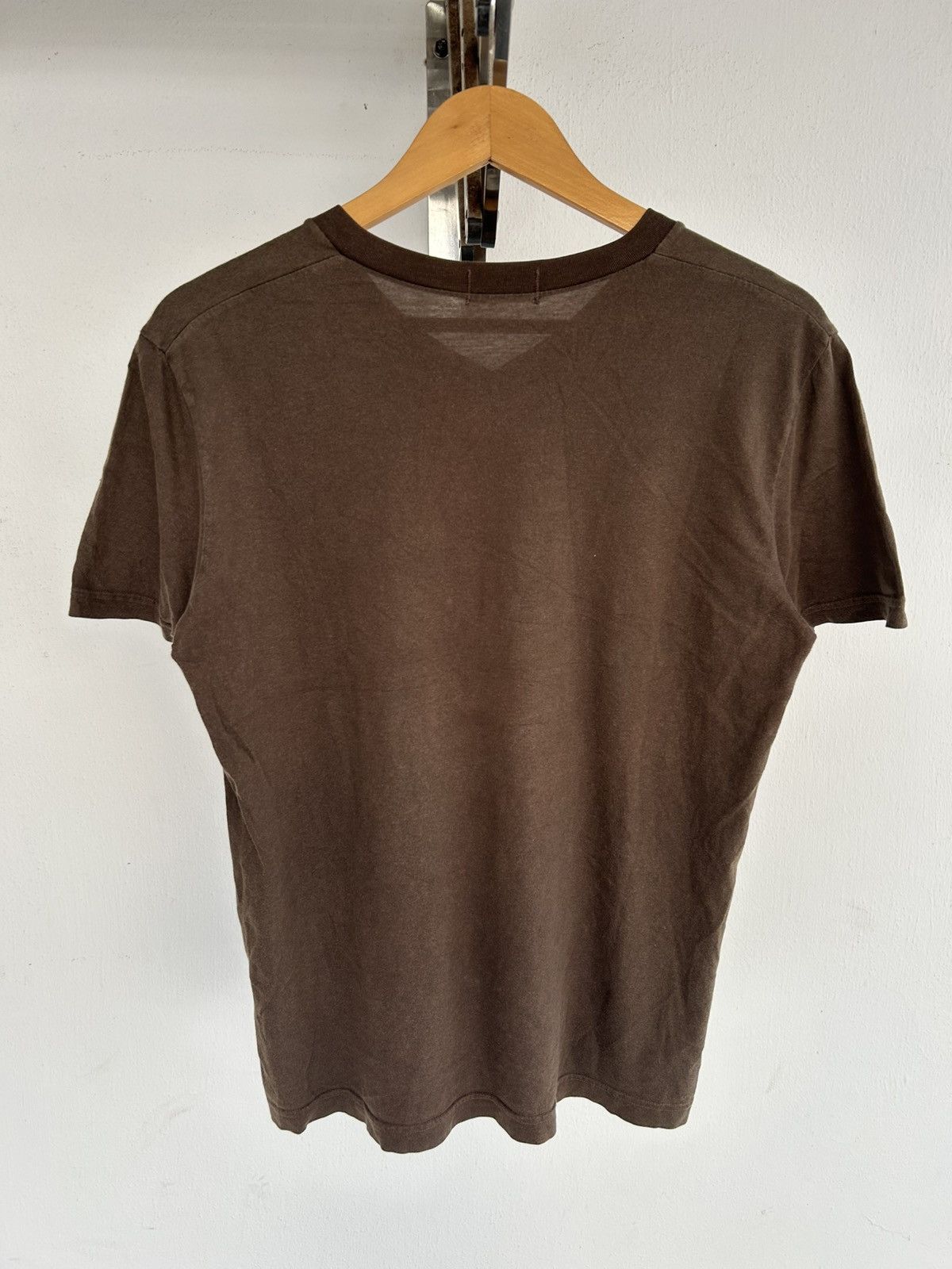 Helmut Lang Helmut Lang Vneck Brown Plain Tee Size US M / EU 48-50 / 2 - 2 Thumbnail