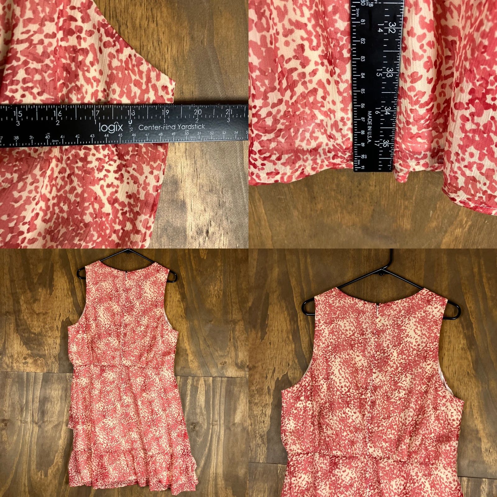 Express Express Dress Women Red Tan Ruffle Wrap V-Neck Layered Midi Large Size L / US 10 / IT 46 - 8 Thumbnail