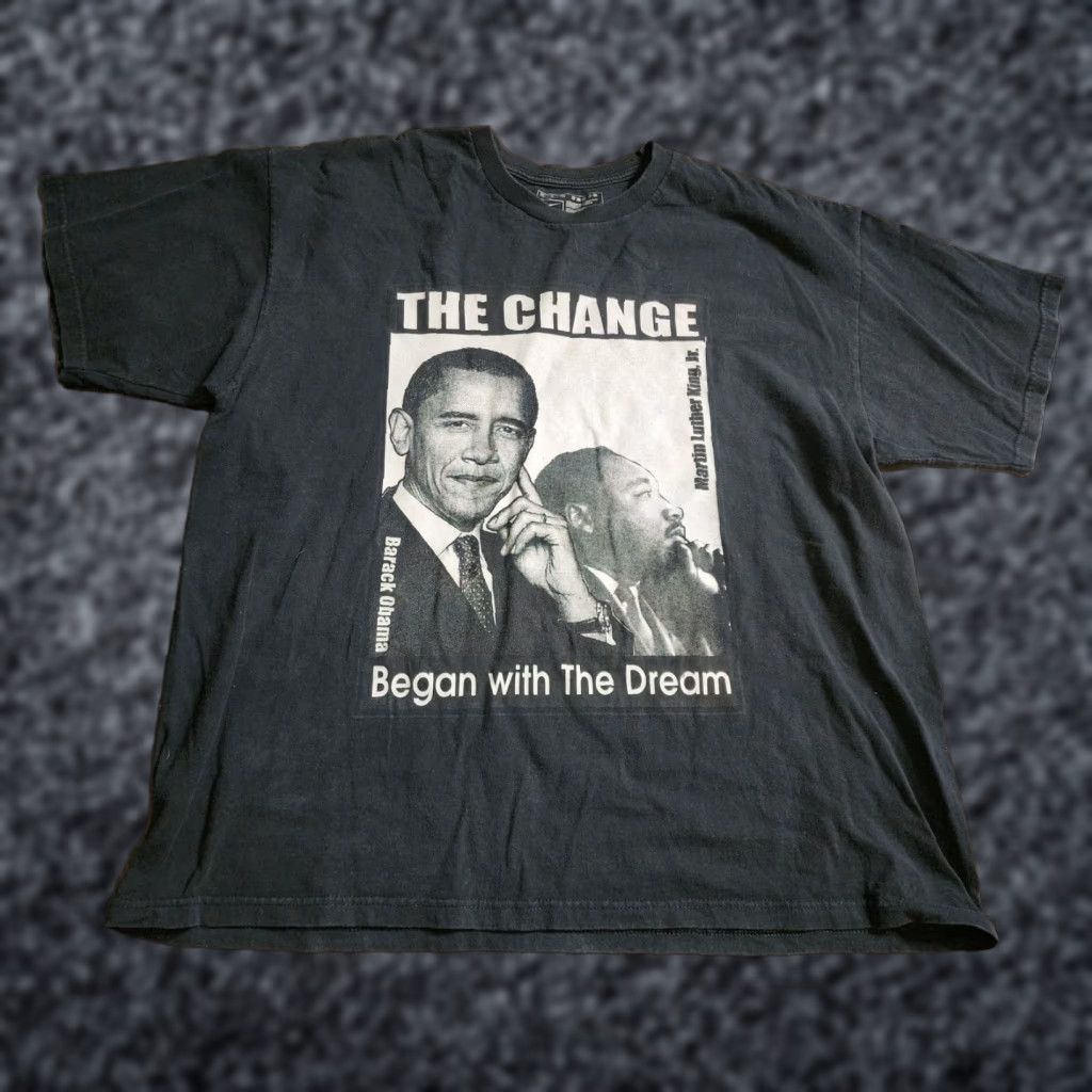 Nike Nike Barack Obama MLK The Change Dream Double-Sided 90s Political T Shirt XL Mens Black 2008 Size US XL / EU 56 / 4 - 1 Thumbnail