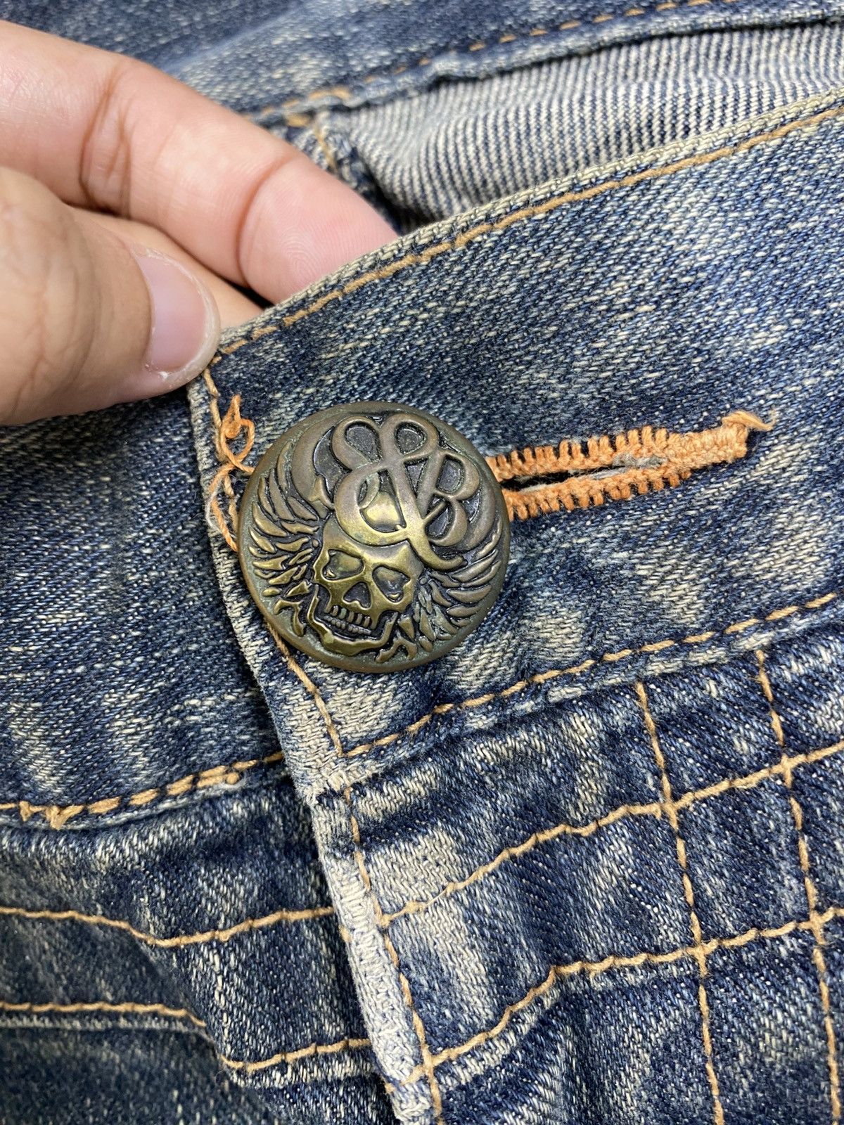 If Six Was Nine Vintage Flared Originals Jeans Mudmax Distressed Denim Pnts Size US 35 - 12 Thumbnail
