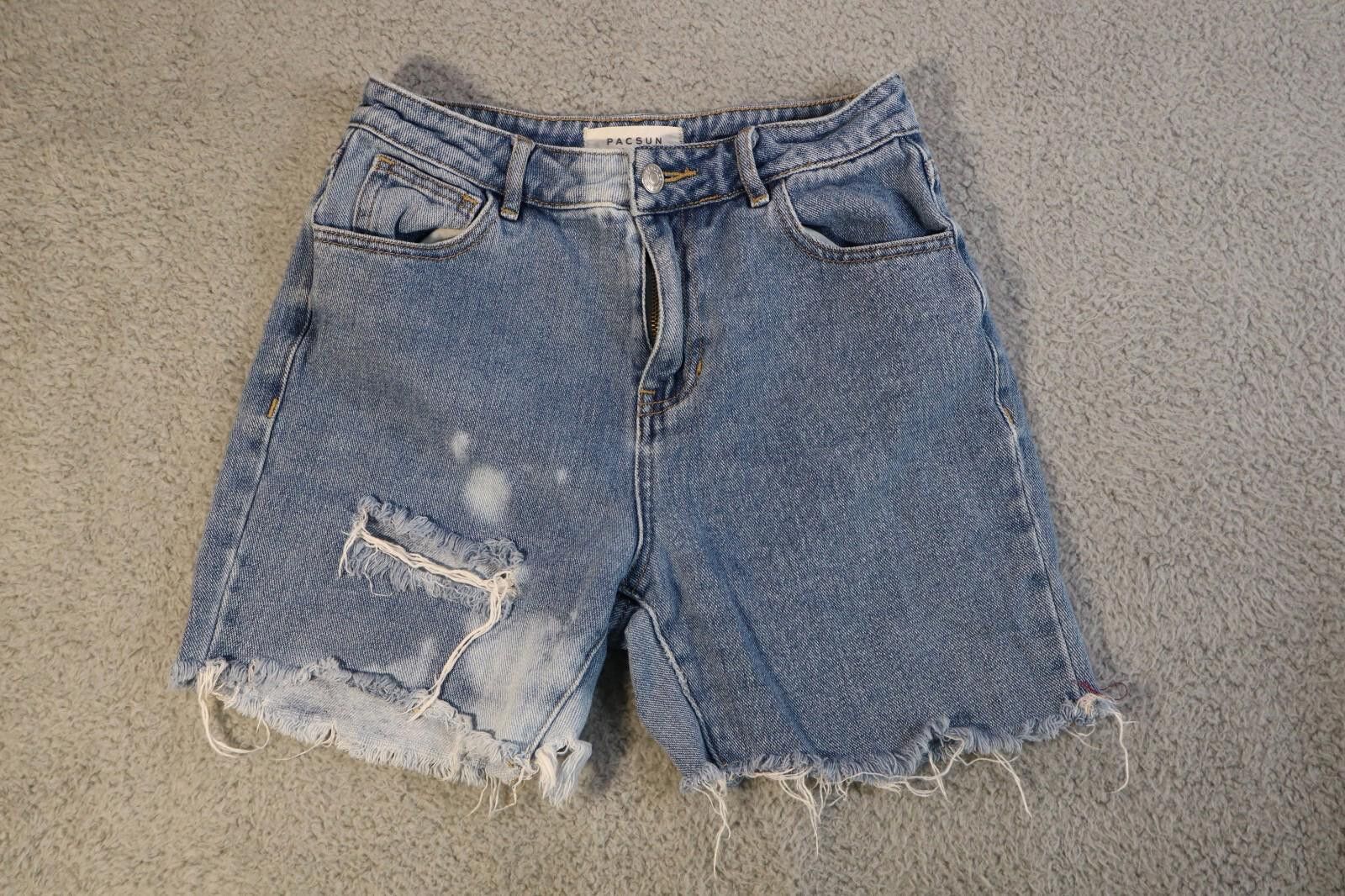 Pacsun Pacsun Mom Short Women's 24 Blue Denim Distressed Frayed Hem Size 24" / US 00 / IT 34 - 1 Thumbnail