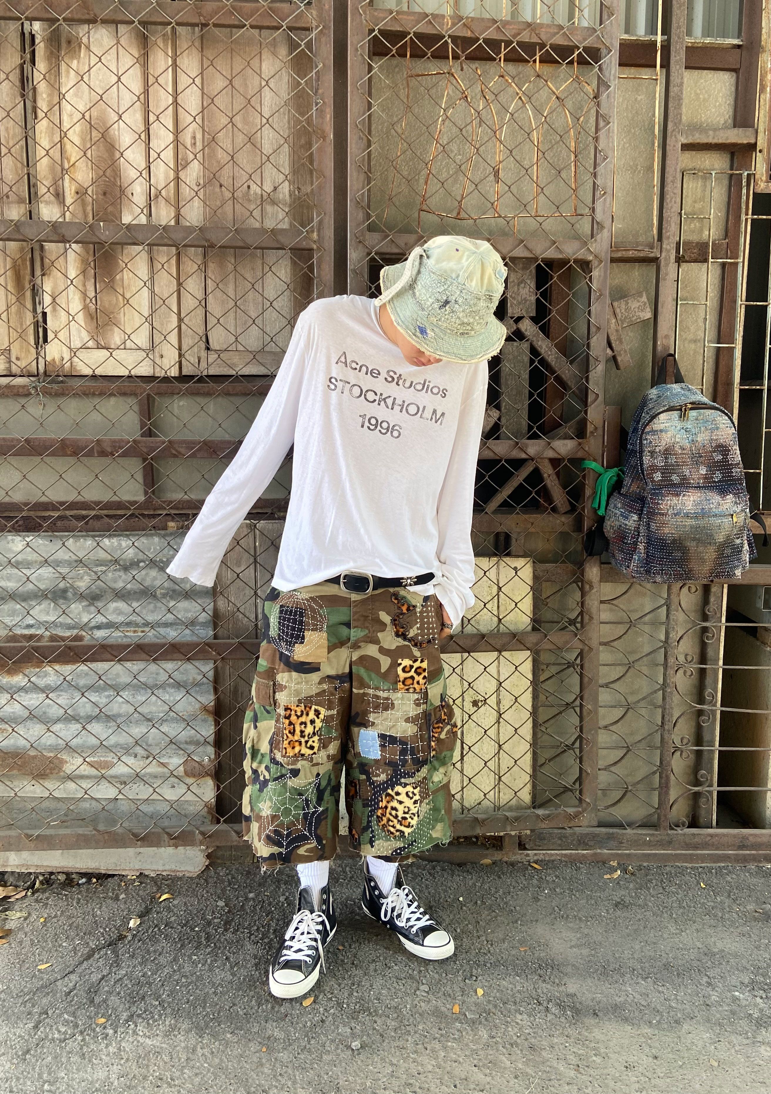 Japanese Brand 1995s VINTAGE CAMO CARGO SASHIKO PATCH SHORTS Size US 34 / EU 50 - 12 Thumbnail