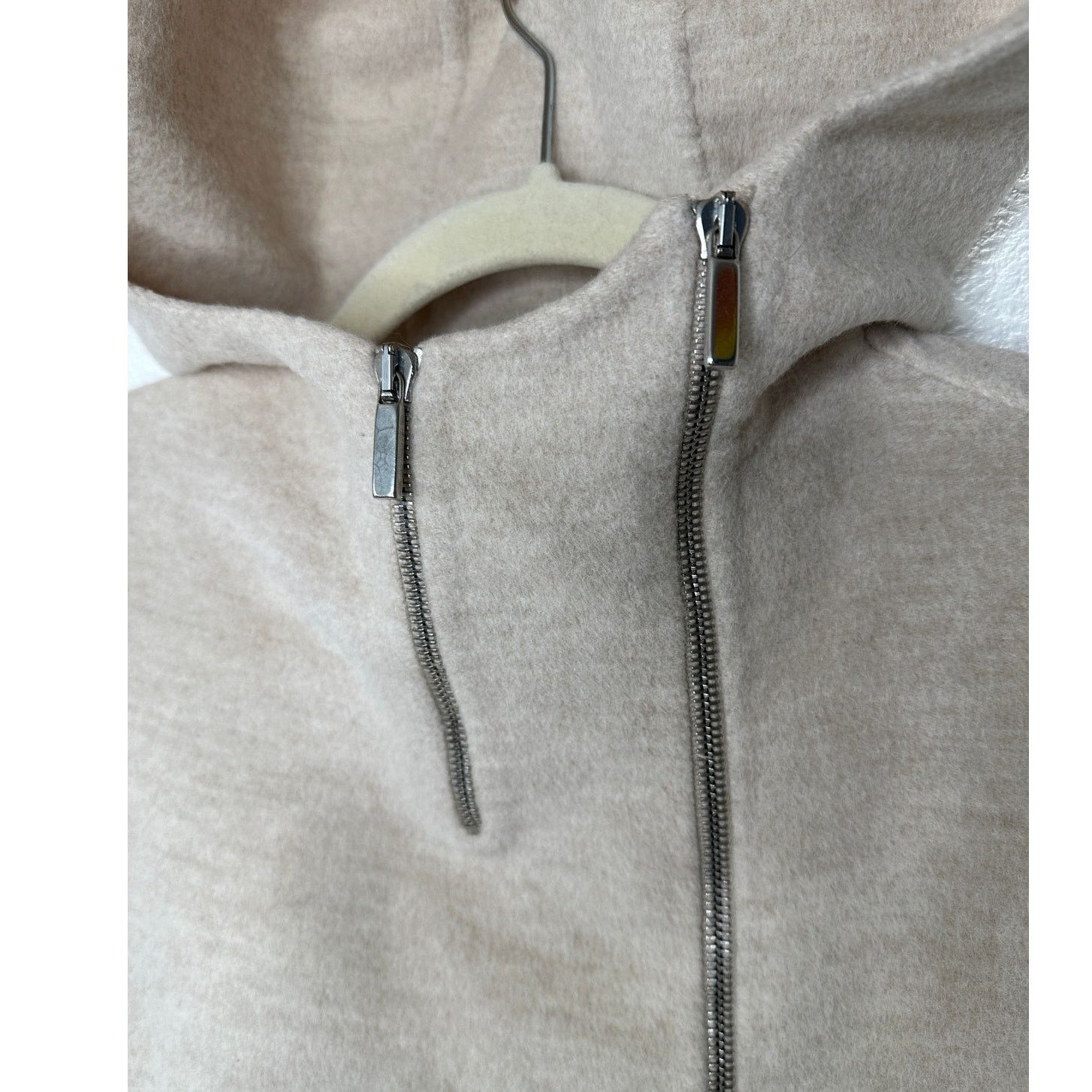 Max Mara S Max Mara Tan Long Sleeve Zip Hooded Wool Angora Shacket 8 Size M / US 6-8 / IT 42-44 - 4 Thumbnail