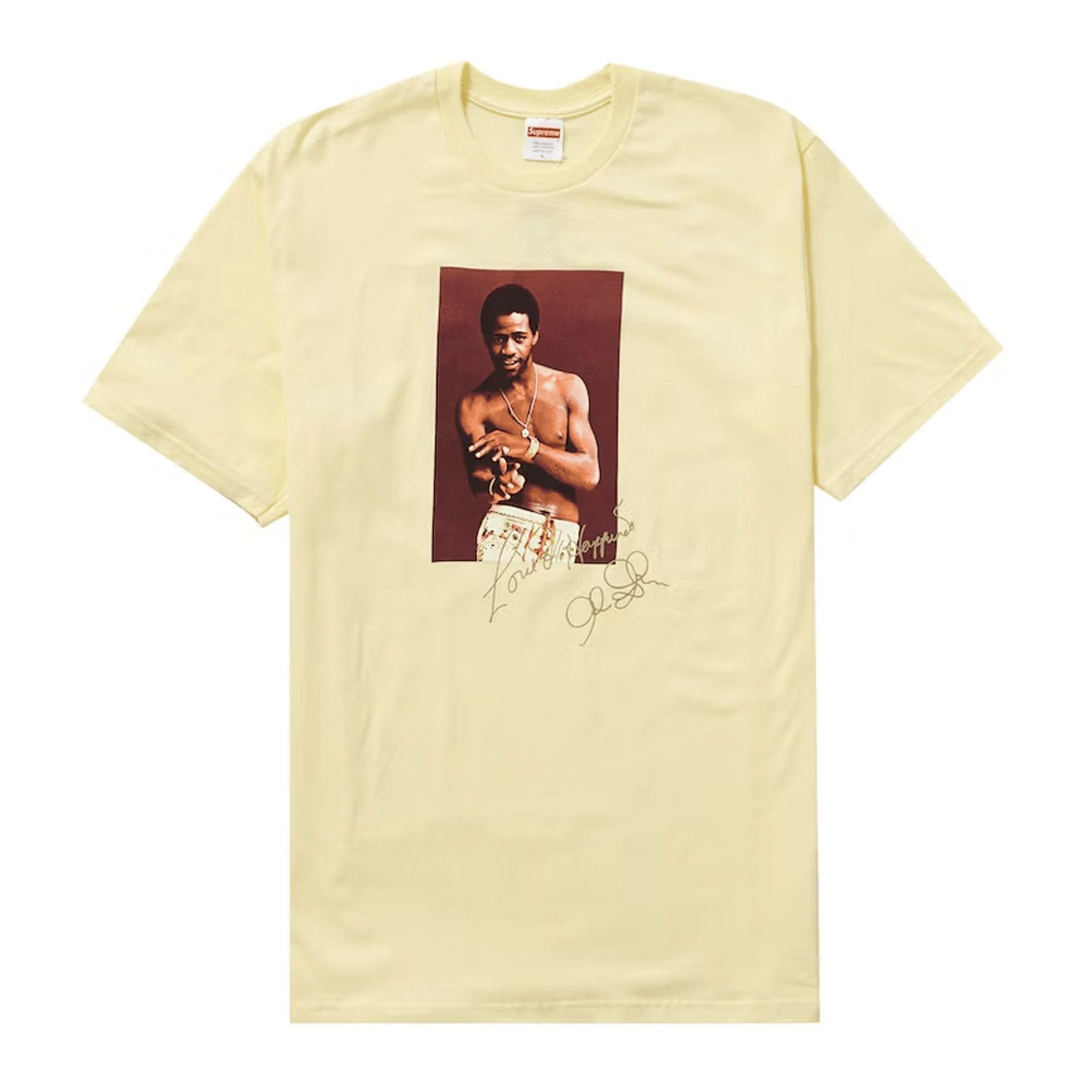 image of Supreme Al Green Short Sleeve Tee Shirt Pale Yellow, Men's (Size Small)