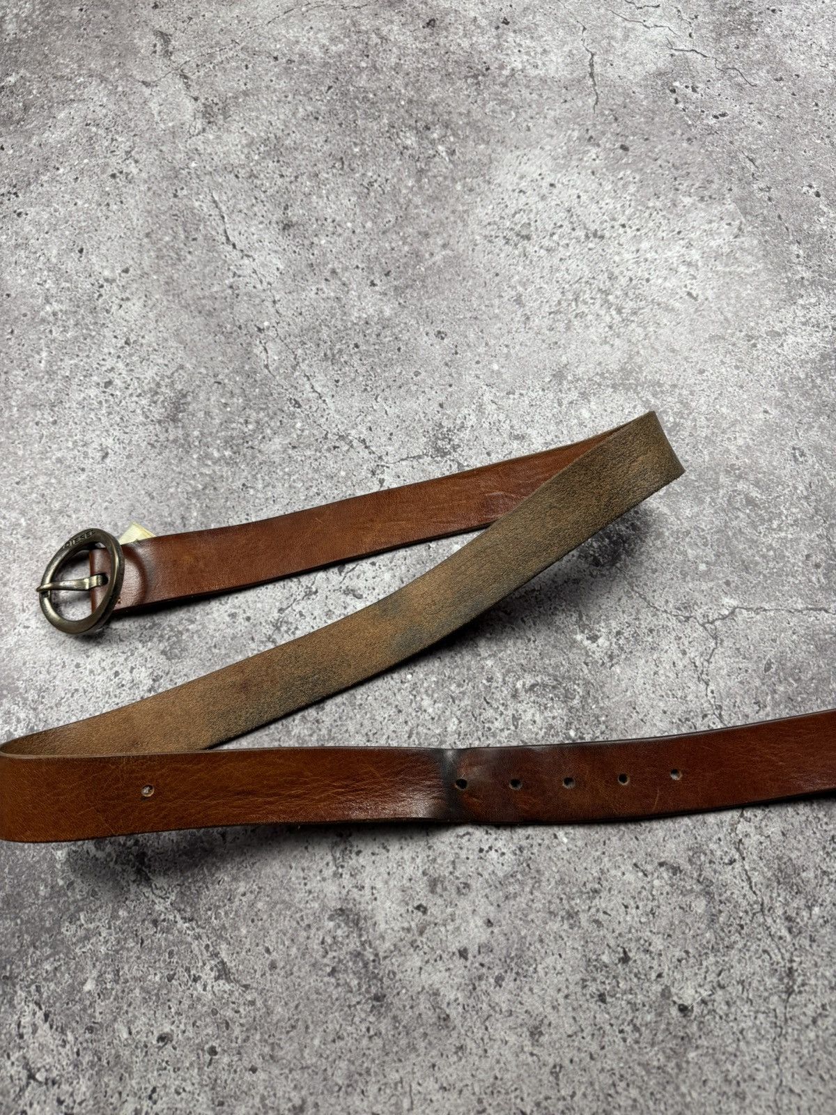 Diesel Vintage Diesel Leather Belt 90s Metal Letter Buckle Rare Y2K Size ONE SIZE - 8 Thumbnail
