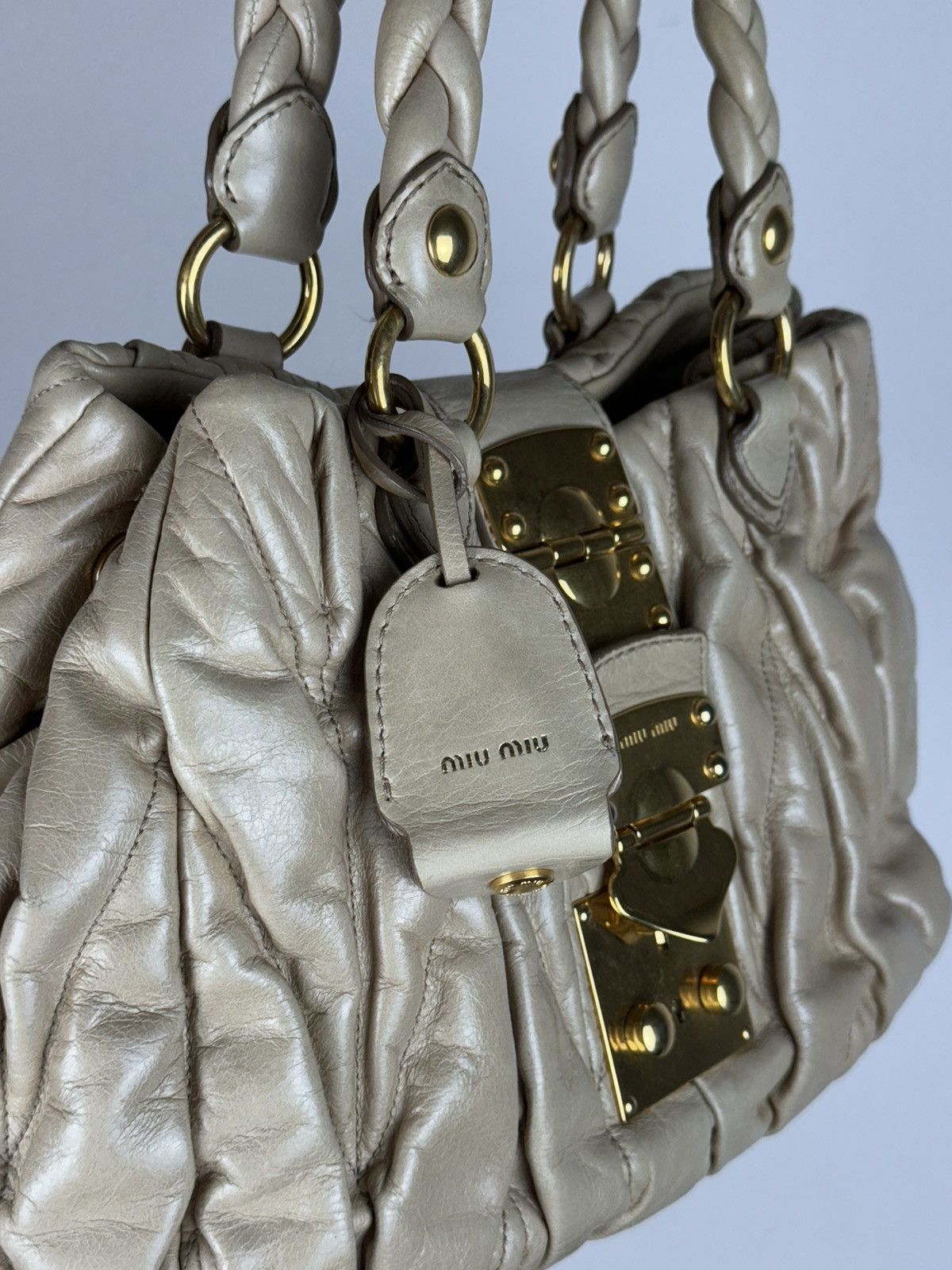 Leather × Miu Miu Leather bag Miu Miu y2k original casual luxury item Size ONE SIZE - 4 Thumbnail