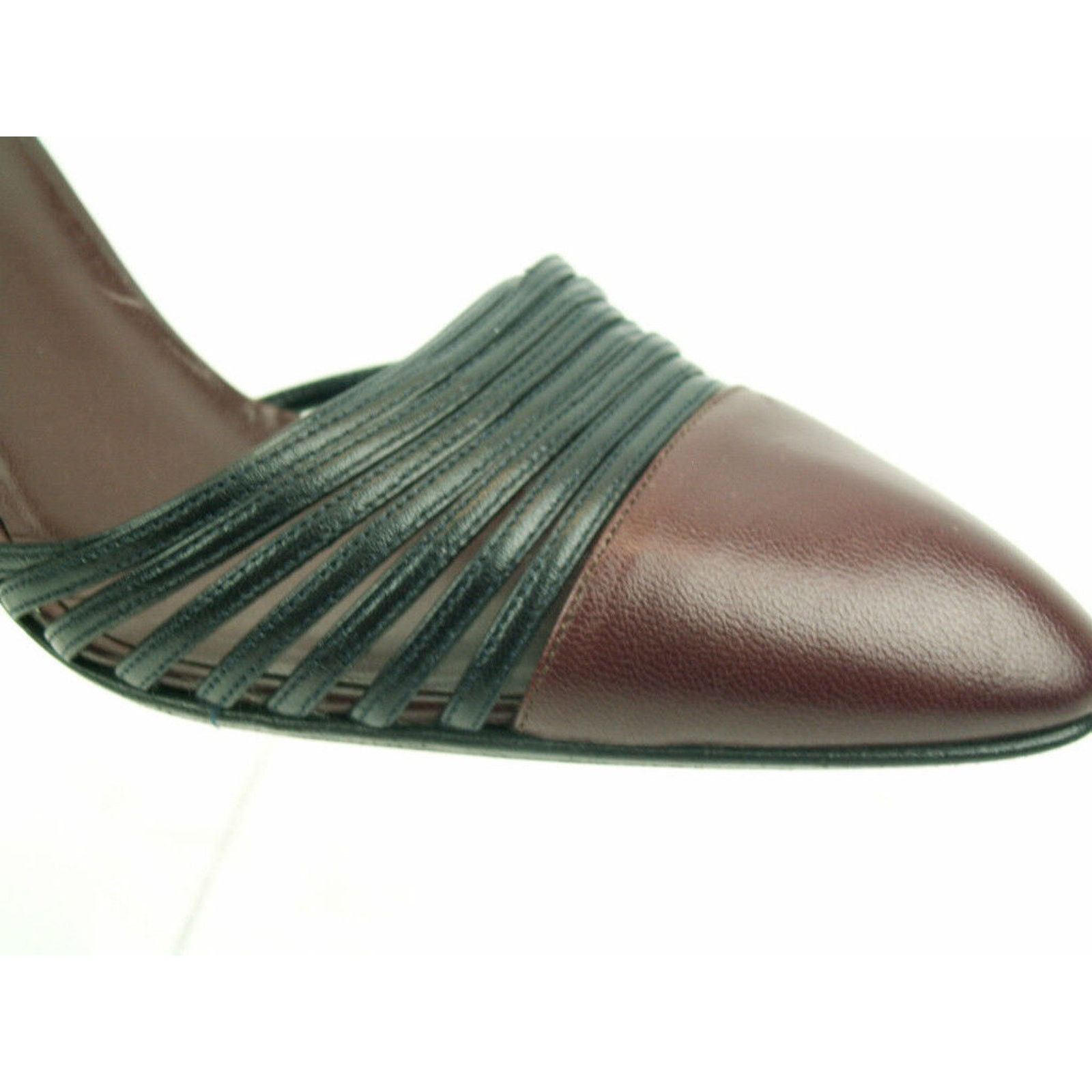 Chanel TWO TONE PLEATED LEATHER ANKLE STRAP CRYSTALS PUMPS 36.5 Size US 6.5 / IT 36.5 - 5 Thumbnail