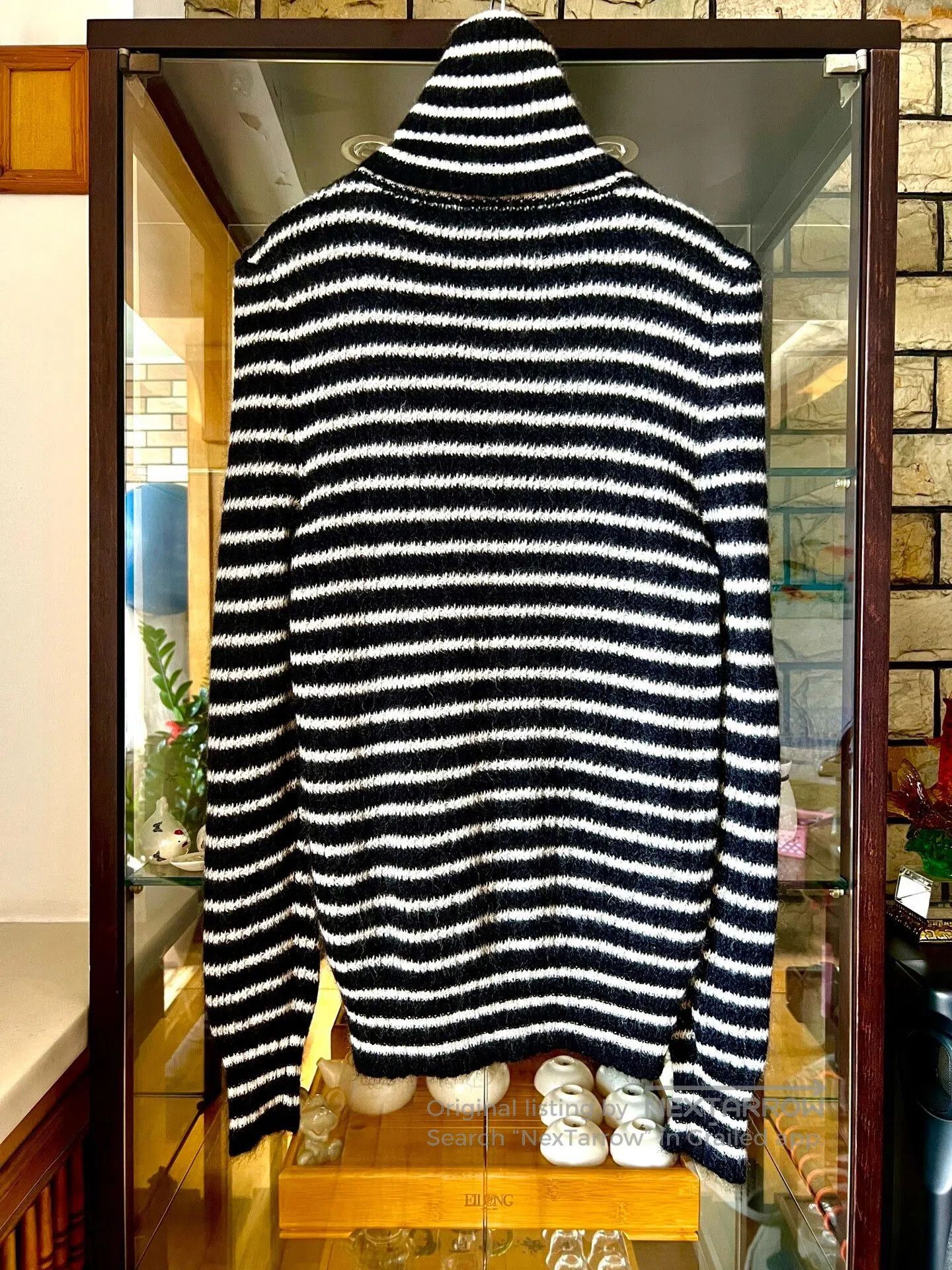 Saint Laurent Paris black and white striped turtleneck sweater. Size L / US 10 / IT 46 - 4 Thumbnail