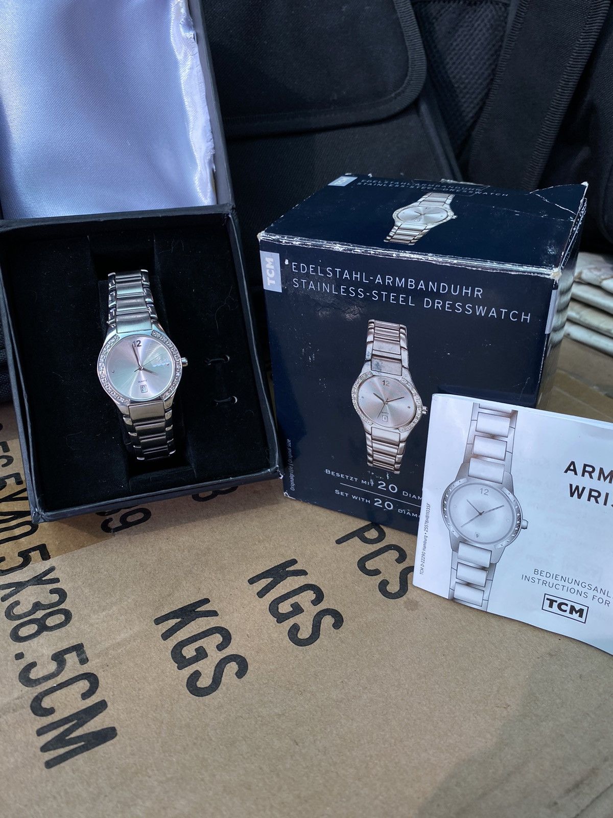 Jewelry × TCM × Vintage TCM Elegant Watch Stainless Steel Rhinestone Box Size ONE SIZE - 1 Thumbnail