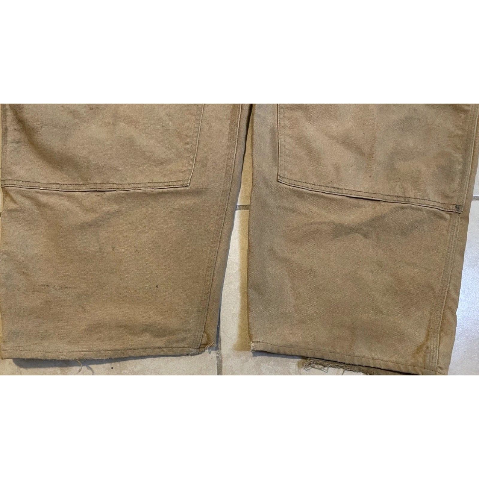 Carhartt Vtg Carhartt Faded Distress Overalls | 52 | Tan | Trucker | Grunge | USA | Vintage Workwear | Double Knee | 80s 90s | Men Size US 36 / EU 52 - 3 Thumbnail