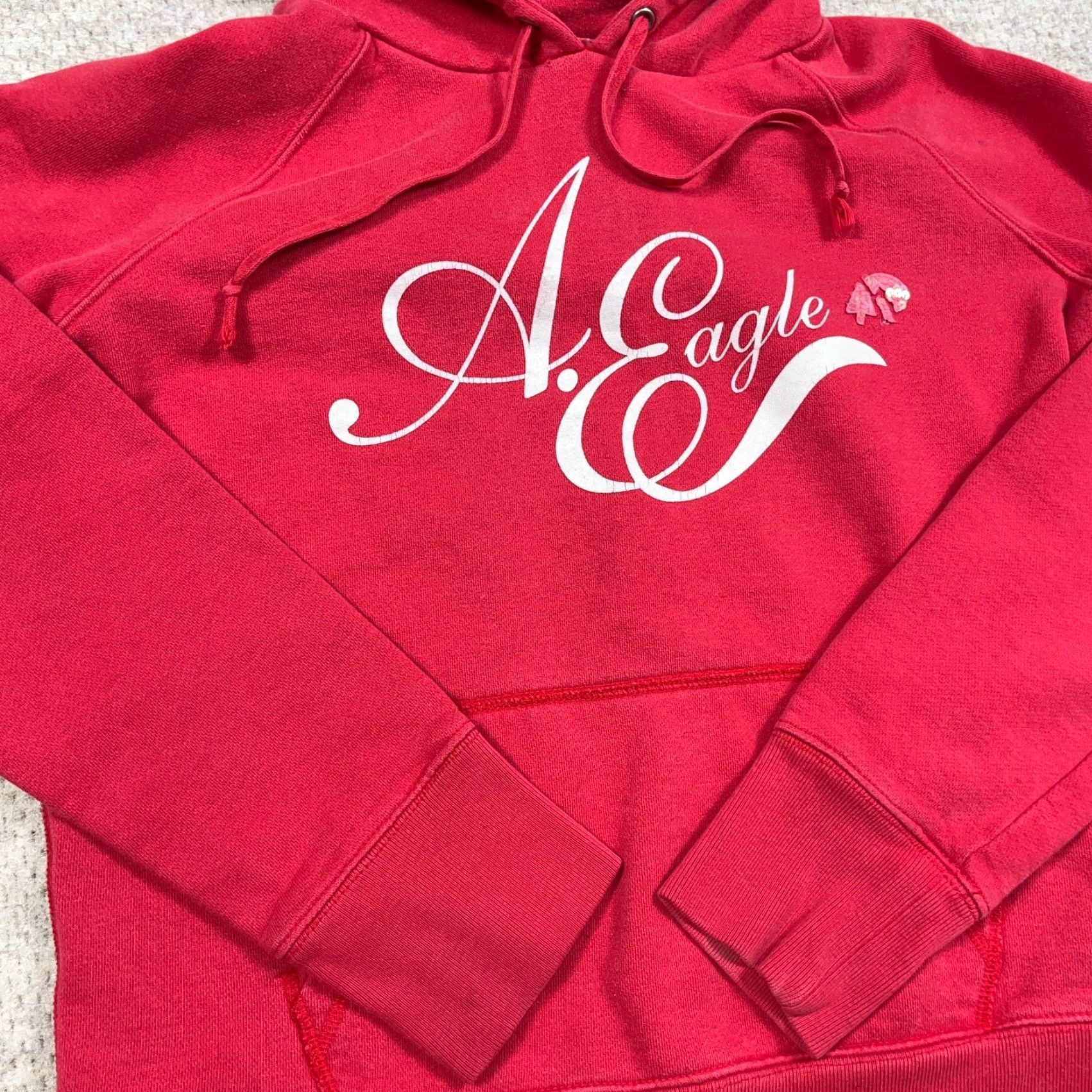American Eagle Outfitters VINTAGE American Eagle Outfitters Hoodie Women M Red Faded Spell Out AE77 2000s A8 Size M / US 6-8 / IT 42-44 - 5 Thumbnail
