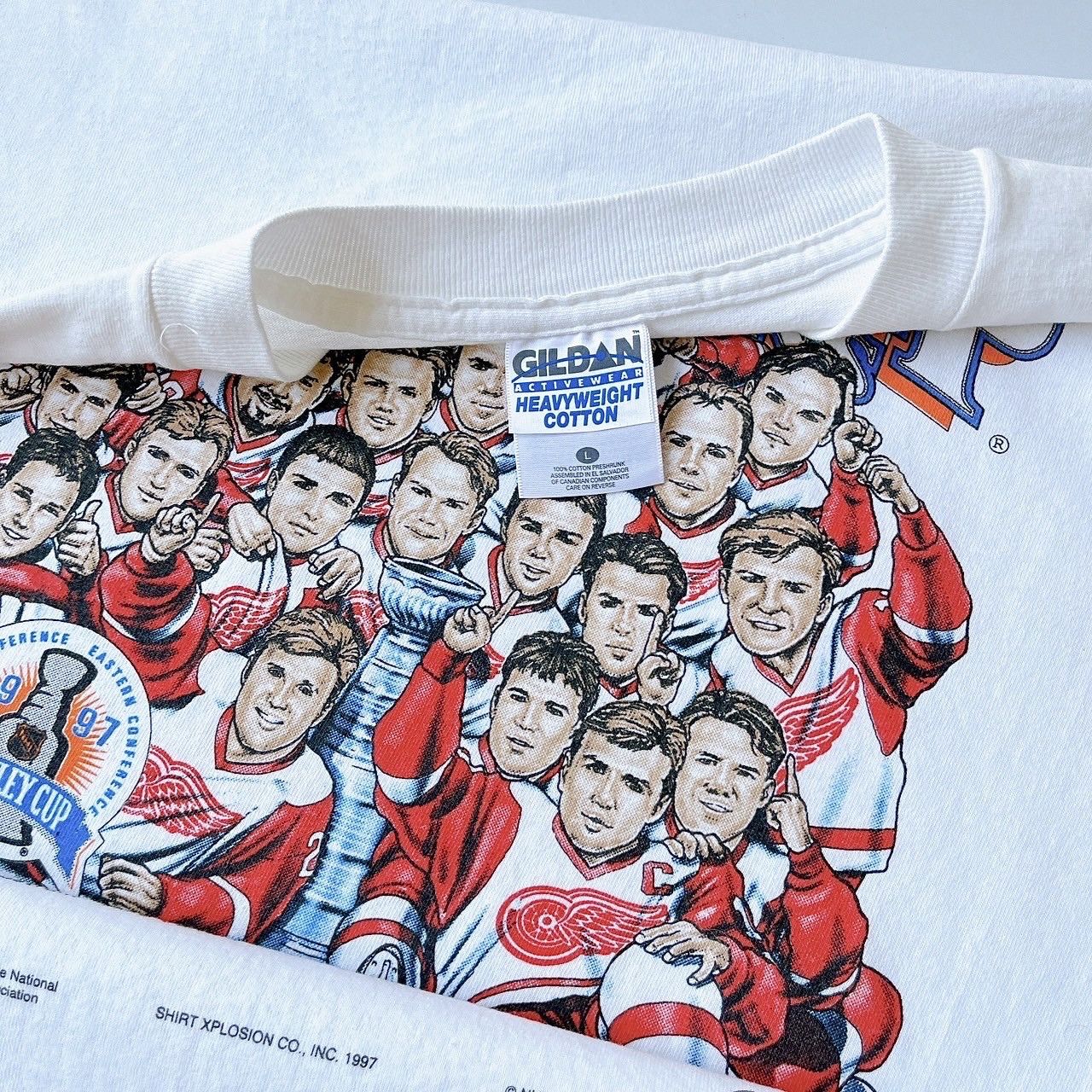 Gildan × Vintage 90s Detroit Red Wings caricatures NHL t-shirt/ L Size US L / EU 52-54 / 3 - 9 Thumbnail