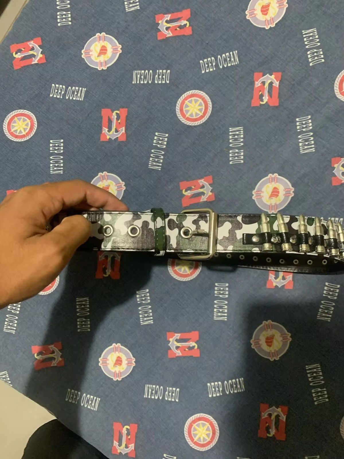 Japanese Brand Green Camo Bullet Pu Leather belt Size ONE SIZE - 4 Thumbnail