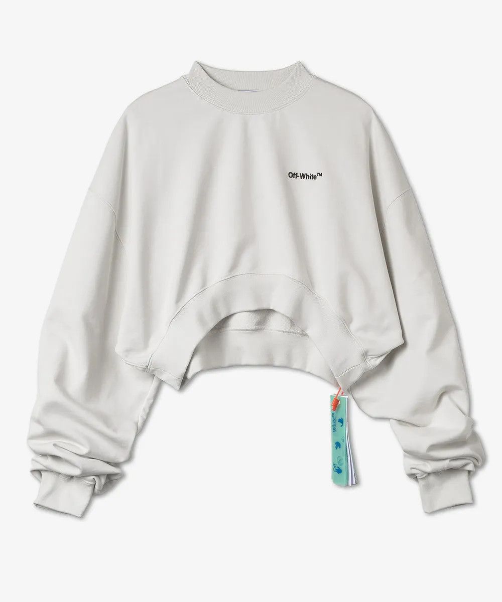 Off-White o1gr1nt0425 For All Helv Cropped Over Crewneck Sweatshirt Size S / US 4 / IT 40 - 1 Thumbnail