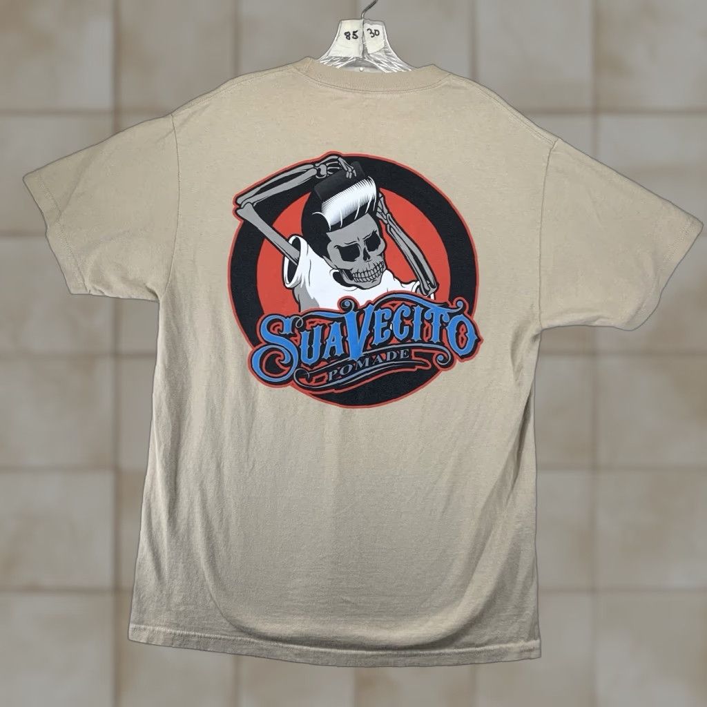 Doublet Suavecito Men's T-Shirt Large Beige Graphic Print Logo Double Side All Seasons Crew Neck Size US L / EU 52-54 / 3 - 1 Thumbnail