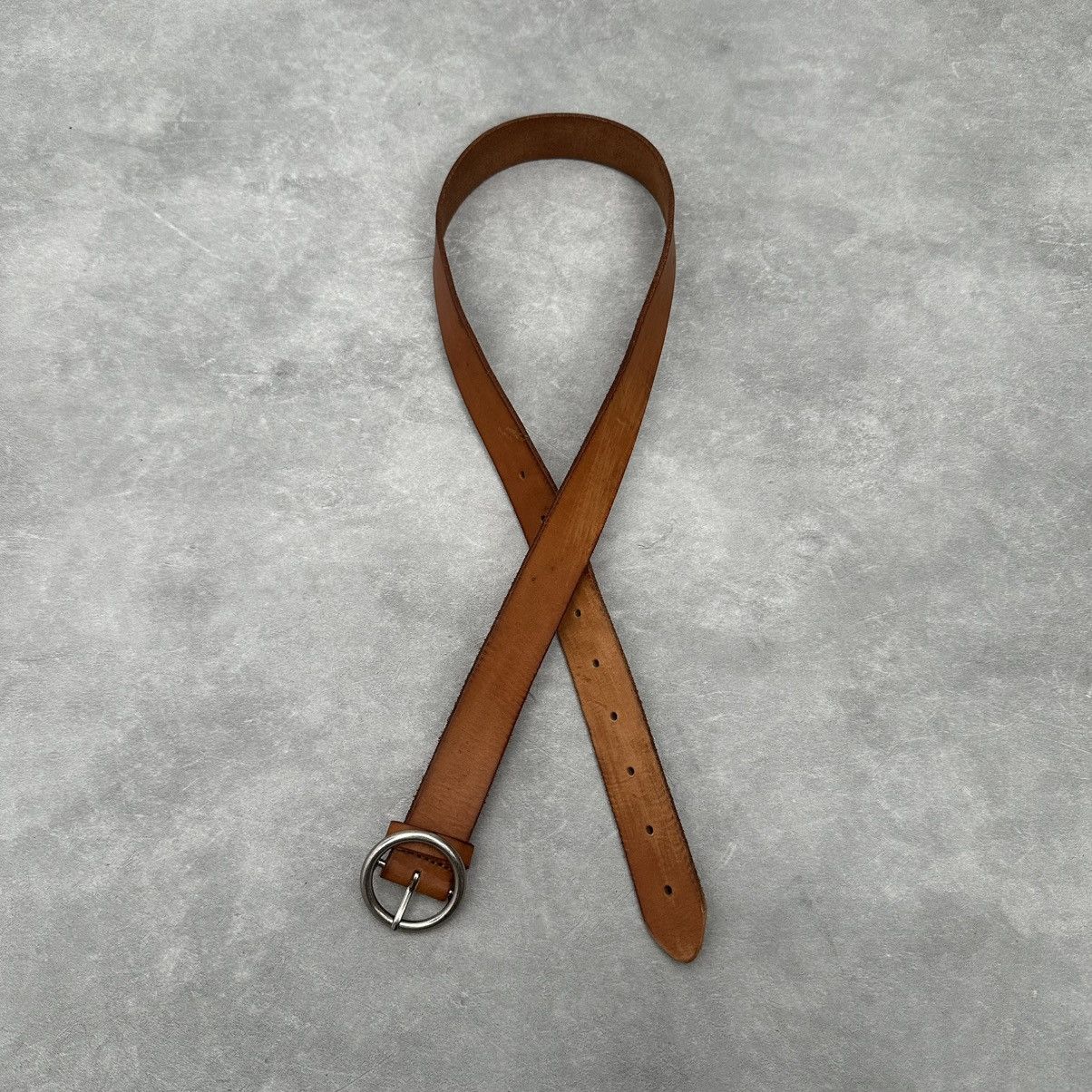 Light Brown round buckle leather yohji yamamoto belt