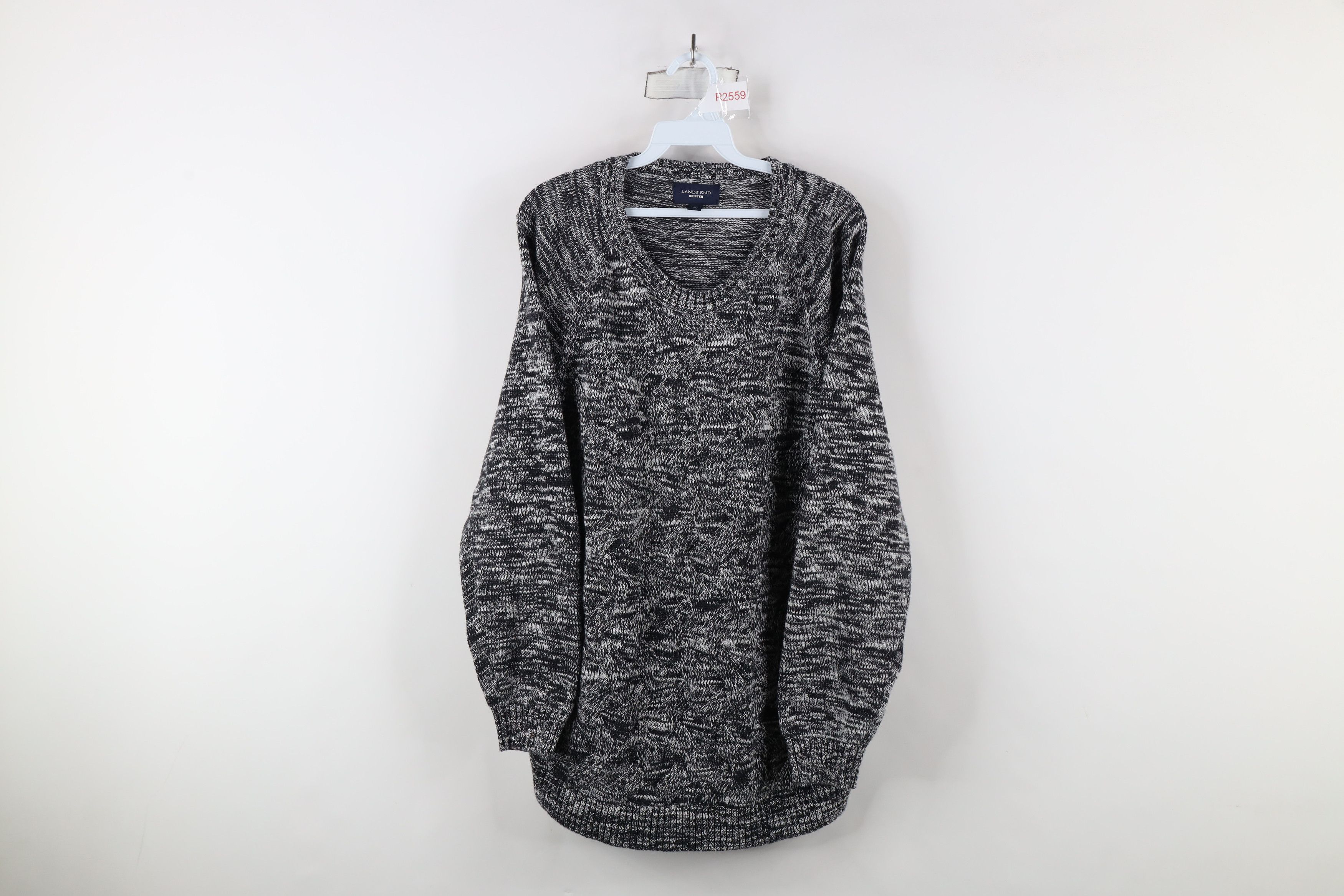 Lands' End × Vintage Vintage Lands End Drifter Weave Knit Sweater Heather Black Size XXL / US 16-18 / IT 52-54 - 1 Thumbnail