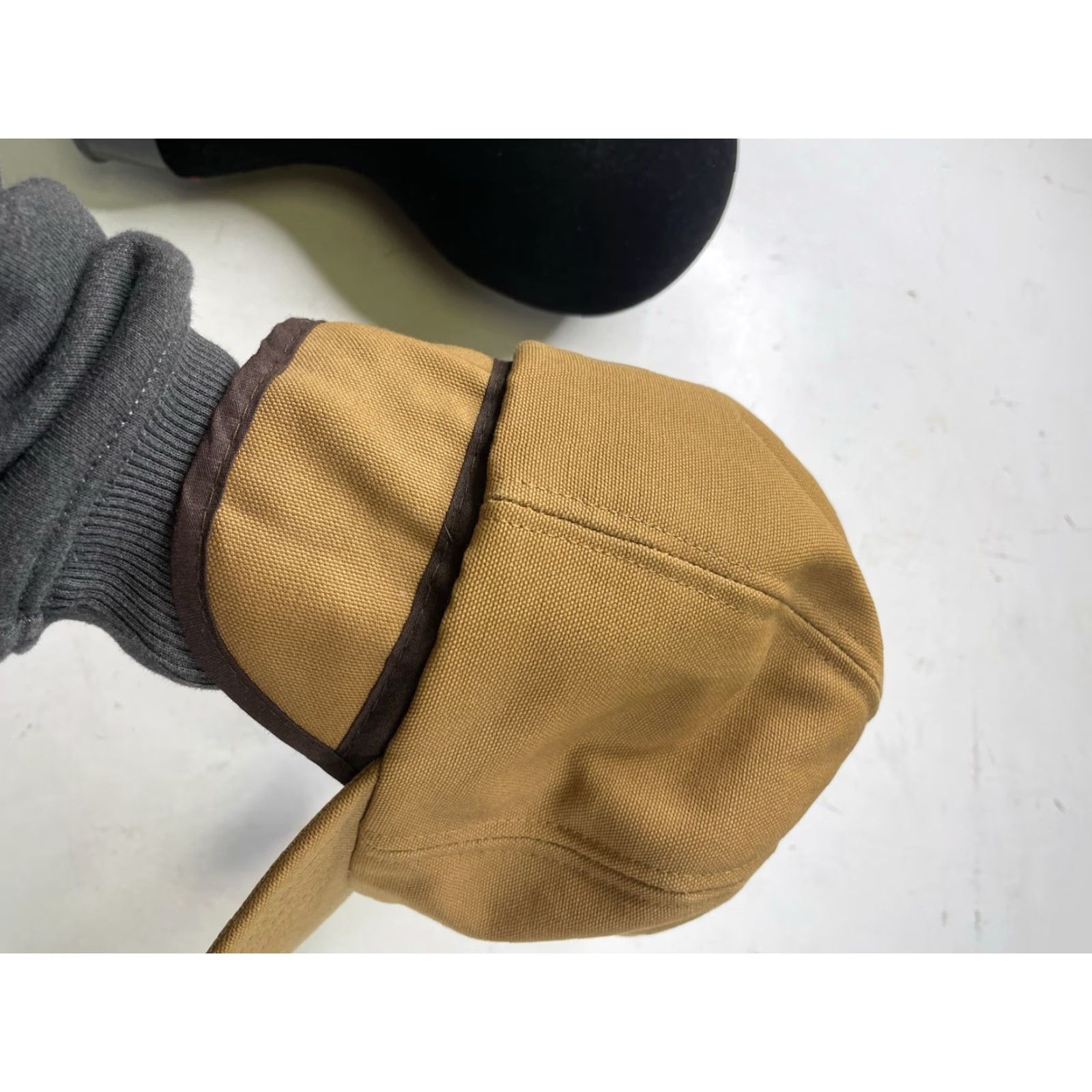 Carhartt VINTAGE Carhartt Hat Trapper Hat Ear Flap Lined Canvas USA Made Beige Red Small S Men Size ONE SIZE - 5 Thumbnail