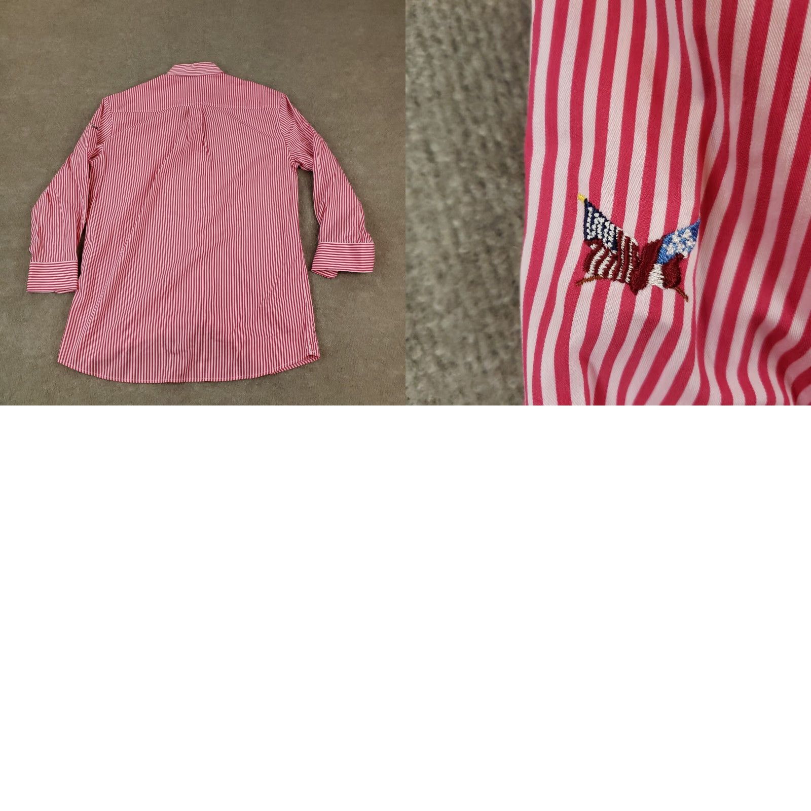 johnnie-O Johnnie-O Men's Medium Red and White Striped Long Sleeve Button Up Shirt Stretch Size US M / EU 48-50 / 2 - 8 Thumbnail