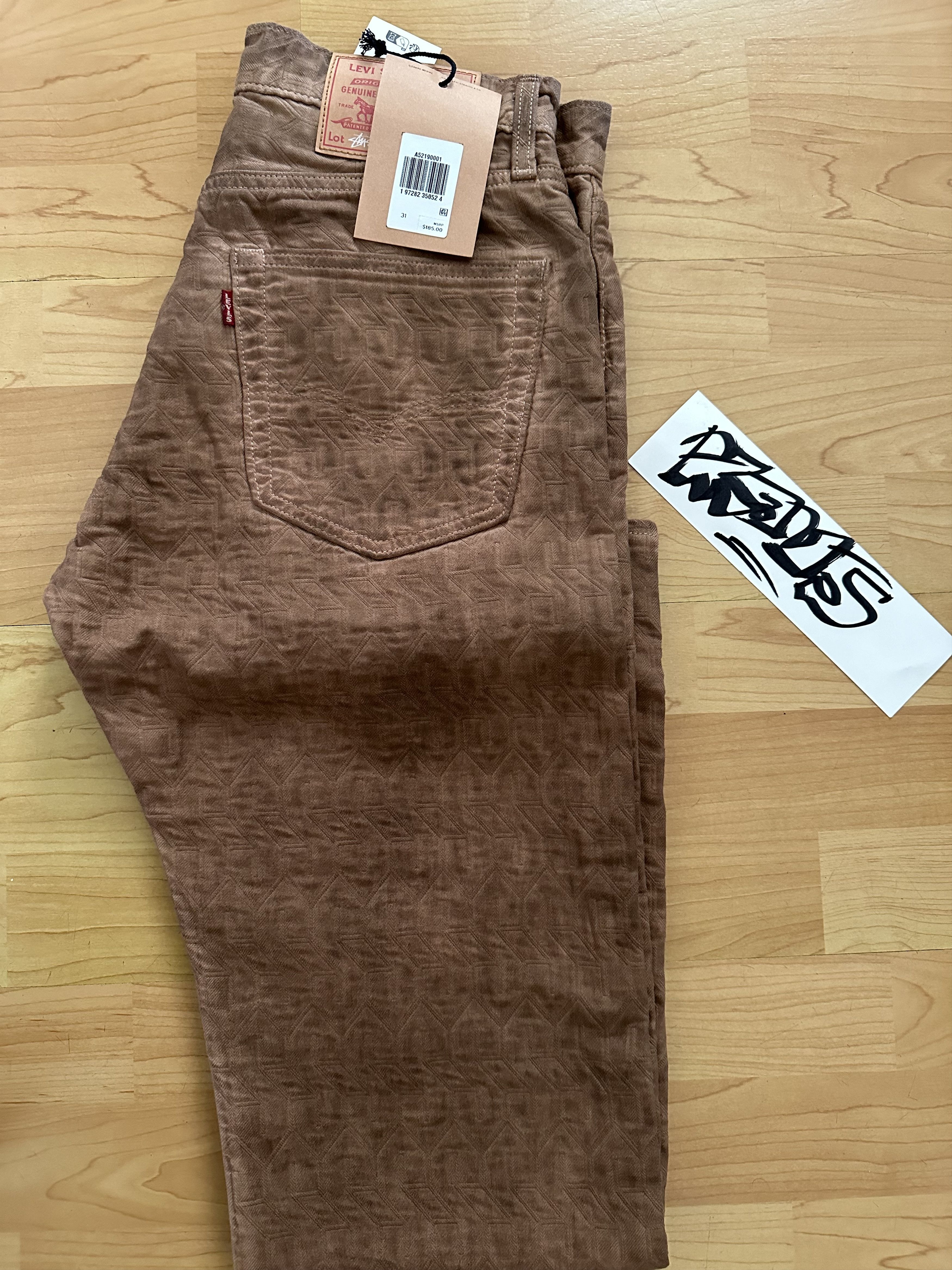 image of Levis x Stussy Levi's Dyed Jacquard Jean - Brown Size 31, Men's