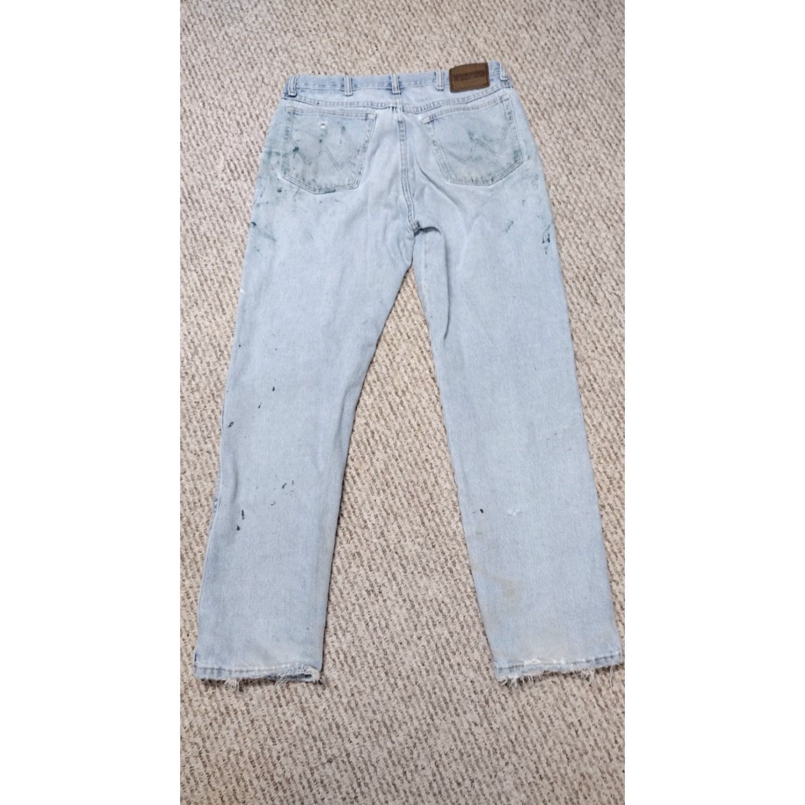 Wrangler VINTAGE Wrangler Jeans Distressed Paint Thrashed 34x32 Jeans 90s Rock Grunge Punk Biker Mens Size US 34 / EU 50 - 5 Thumbnail