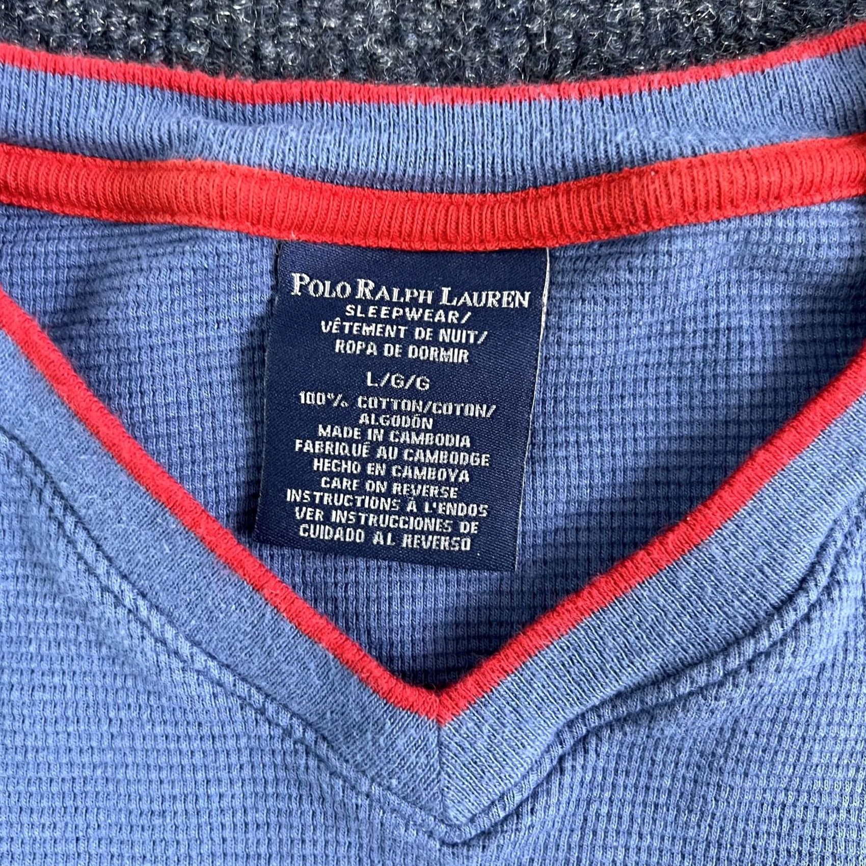Polo Ralph Lauren Polo Ralph Lauren Pajama Top Mens L Blue Waffle Knit V Neck Sleepwear Lounge Size US L / EU 52-54 / 3 - 3 Thumbnail