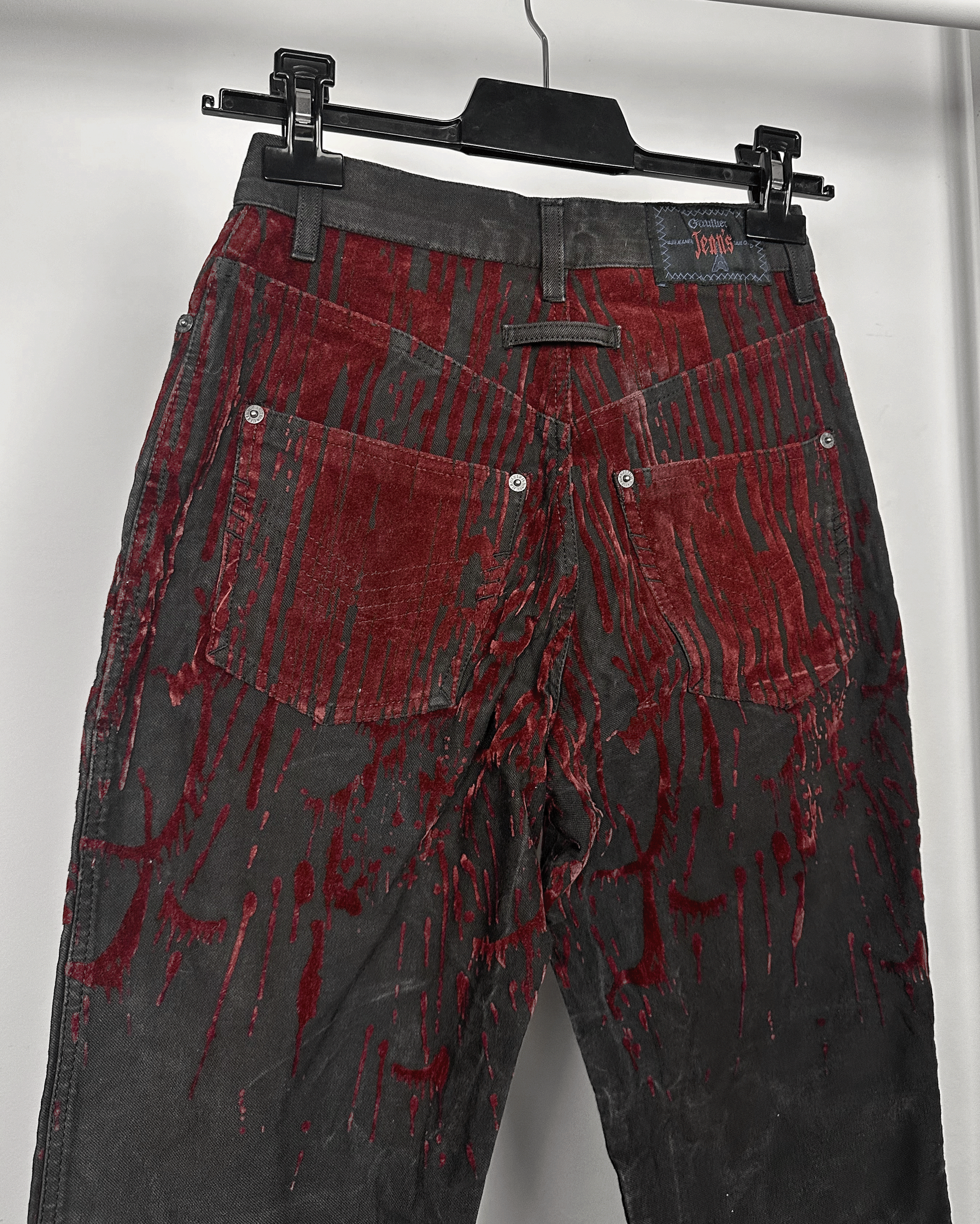 Jean Paul Gaultier Jean Paul Gaultier Velour Blood Drip Jeans Size US 27 - 7 Thumbnail
