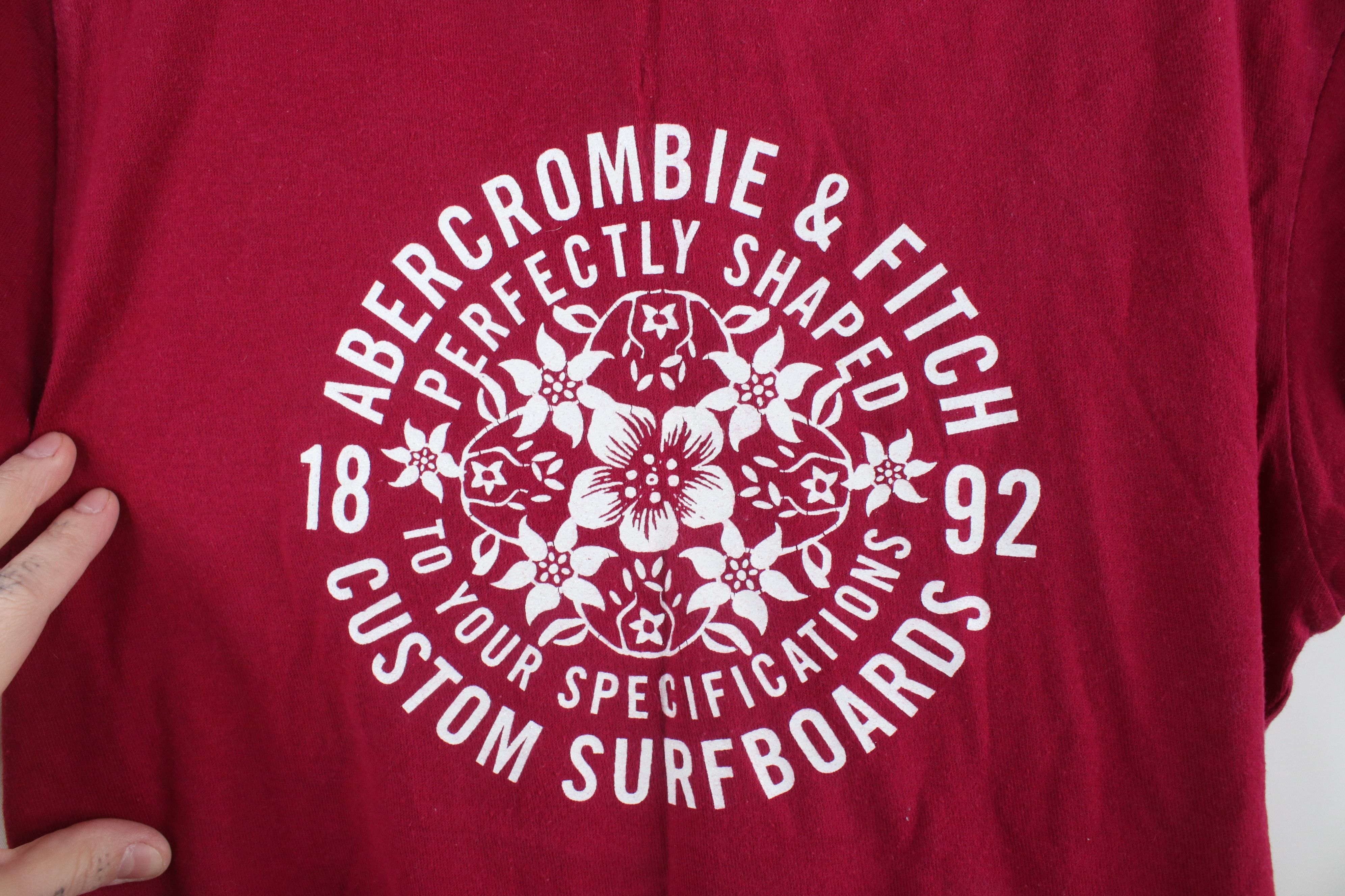 Abercrombie & Fitch × Vintage Vintage 90s Y2K Abercrombie & Fitch Surfboard T-Shirt Red Size L / US 10 / IT 46 - 9 Thumbnail
