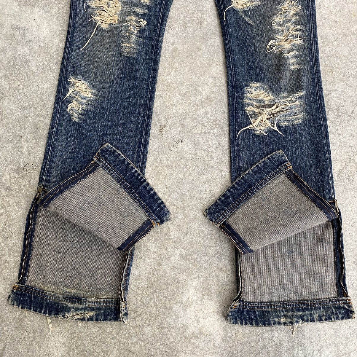Japanese Brand Koromo X Rico Japan Mud Blue Distressed Flared Denim Jeans Size US 30 / EU 46 - 7 Thumbnail