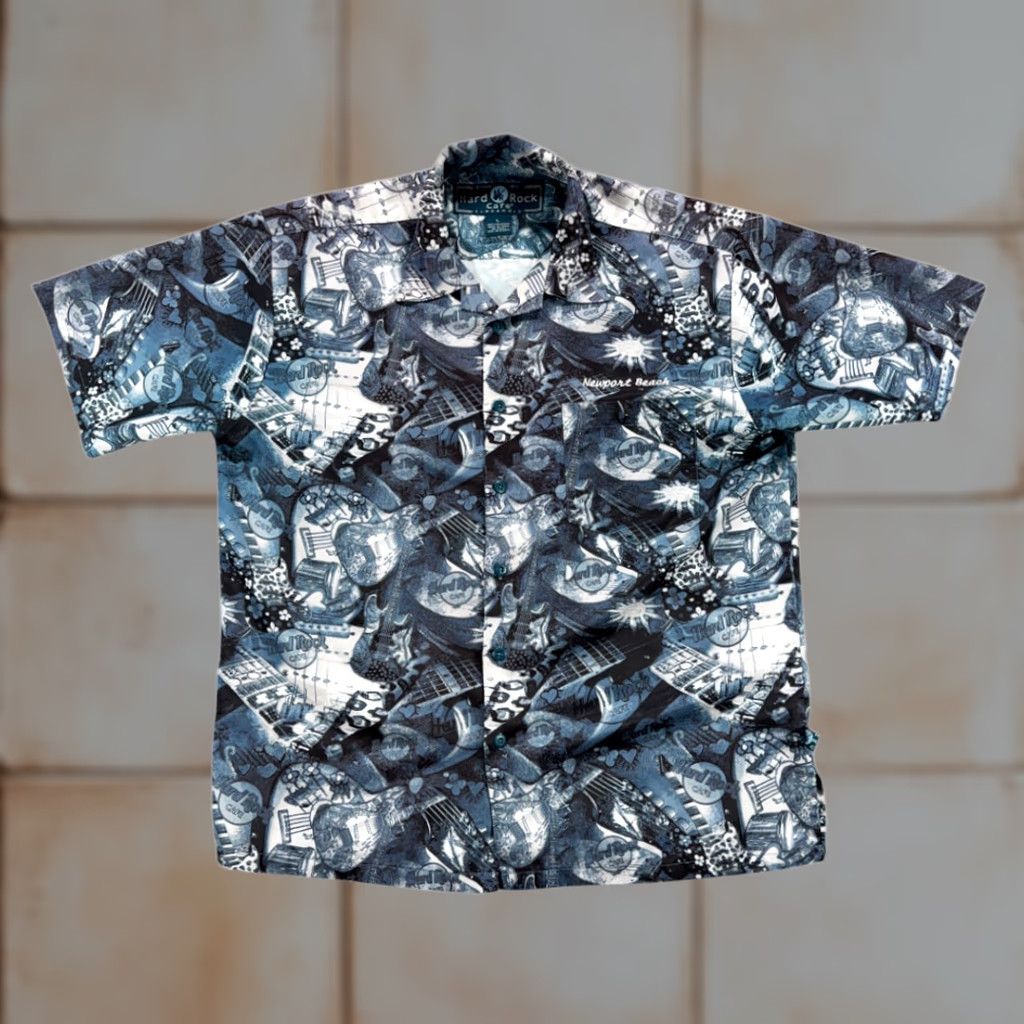 Hard Rock Cafe VINTAGE Hard Rock Cafe Shirt Adult LARGE Blue Button Up Camp Newport Beach Y2K Size US L / EU 52-54 / 3 - 1 Thumbnail