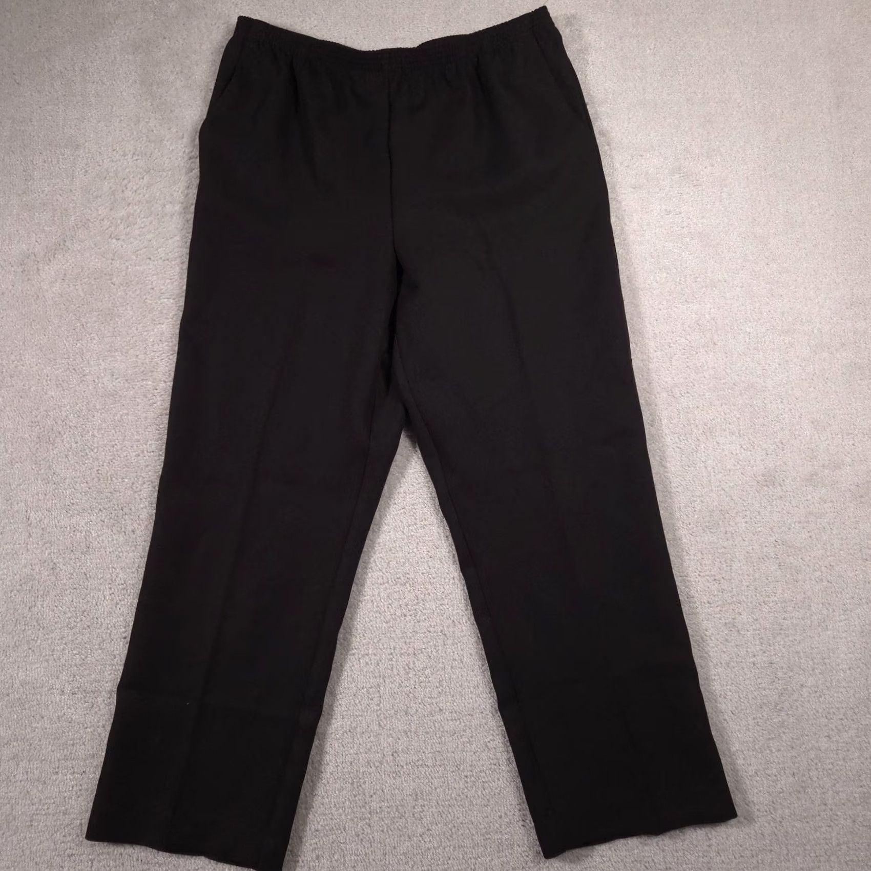 Vintage Alfred Dunner Dress Womens 14P Black Pants Stretch Pull Straight Leg Career Size 36" / US 14 / IT 50 - 2 Thumbnail