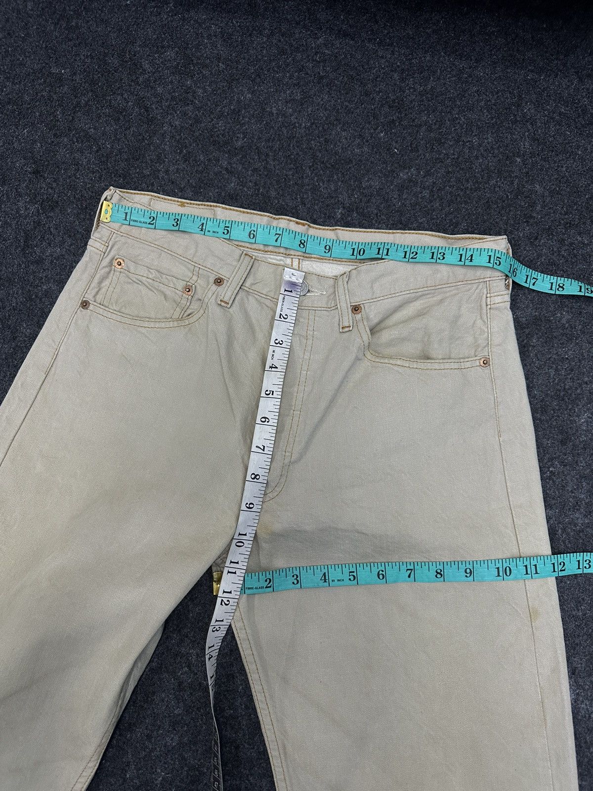 Levi's × Levi's Vintage Clothing × Vintage Vintage Levis 501 Khaki Cream Wax Denim F36 Size US 31 - 5 Thumbnail