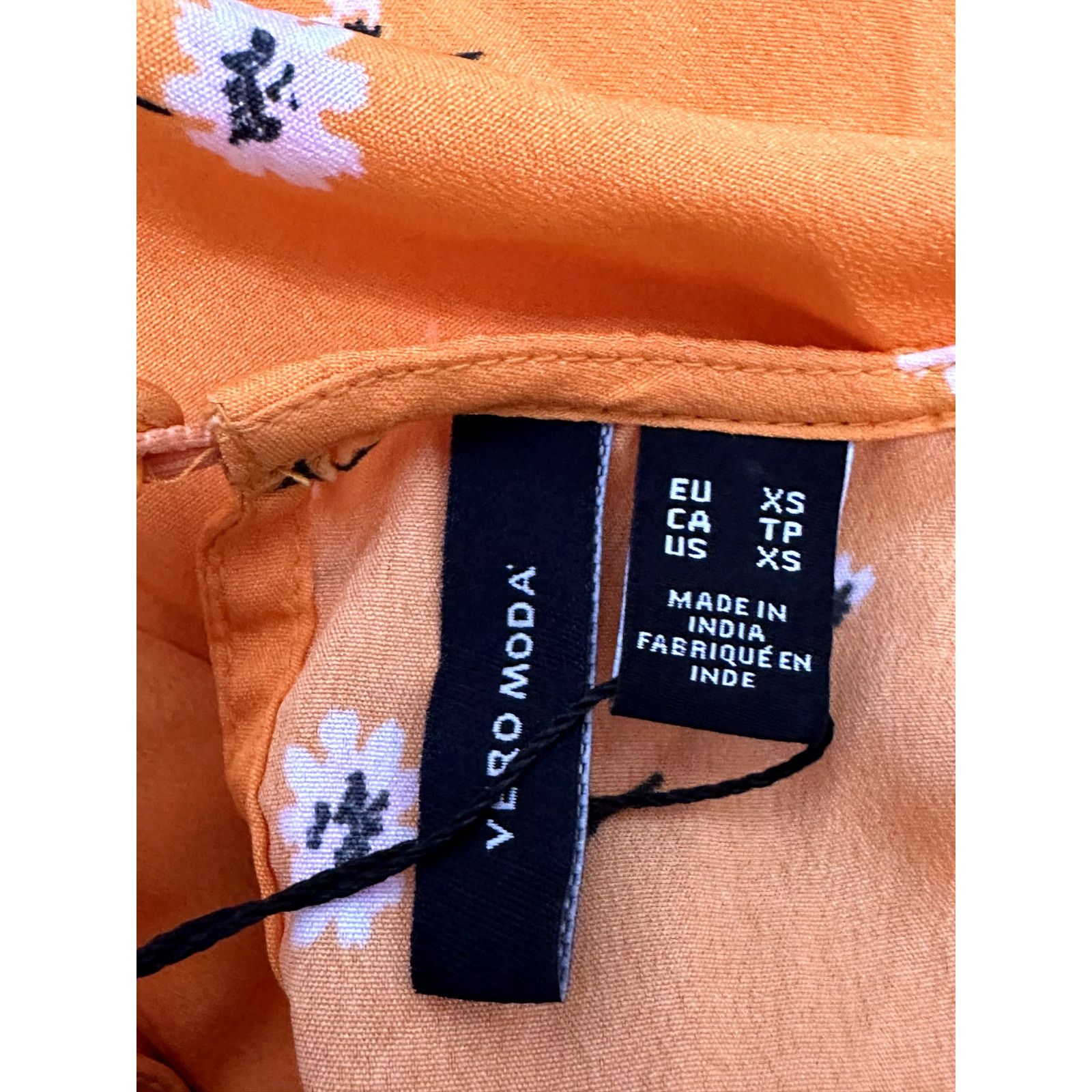 Other Vero Mada Women Orange Floral Tie Short Sleeve Mini Dress XS Size XS / US 0-2 / IT 36-38 - 9 Thumbnail