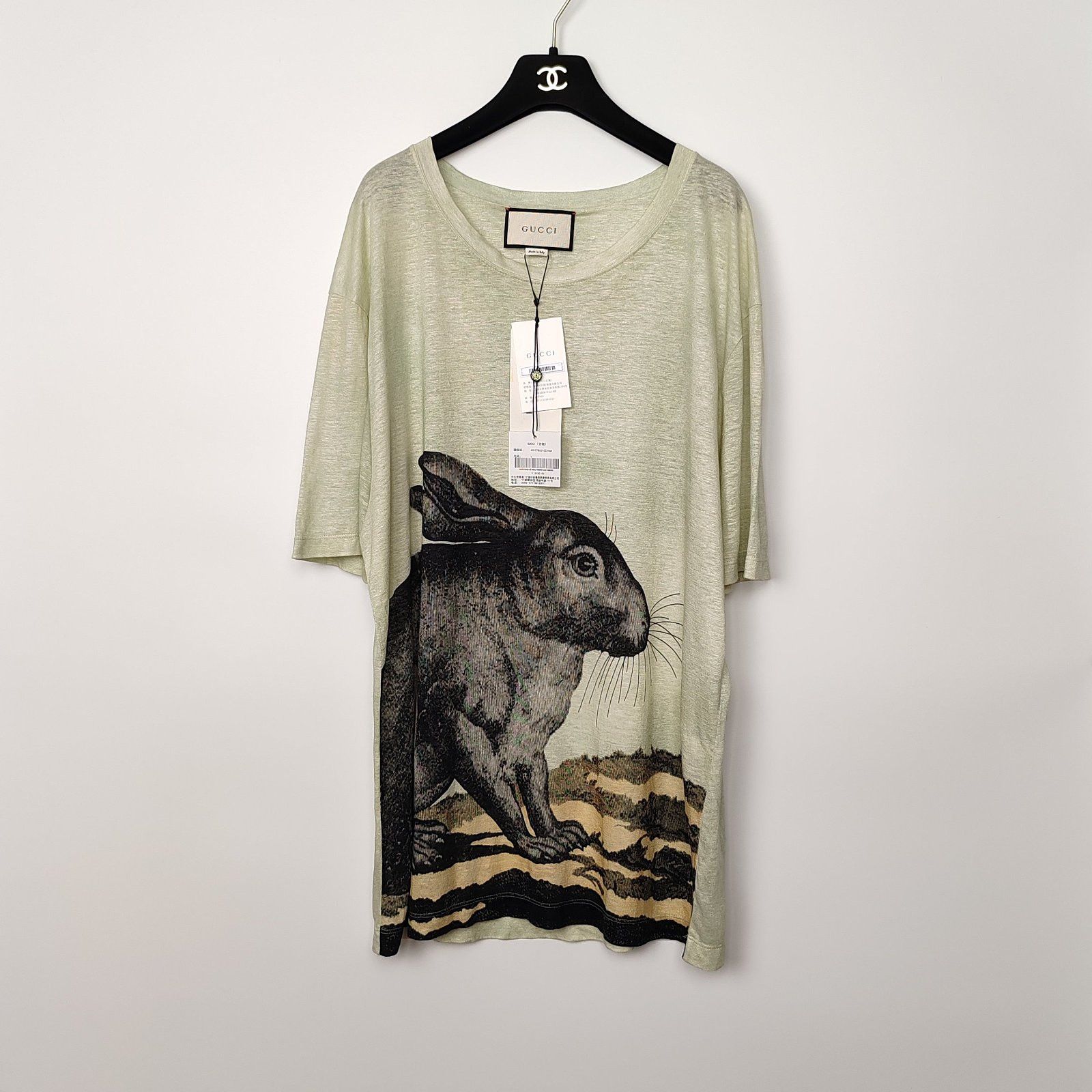 Gucci Gucci Rabbit Print Linen T-Shirt Size L Size US L / EU 52-54 / 3 - 1 Thumbnail