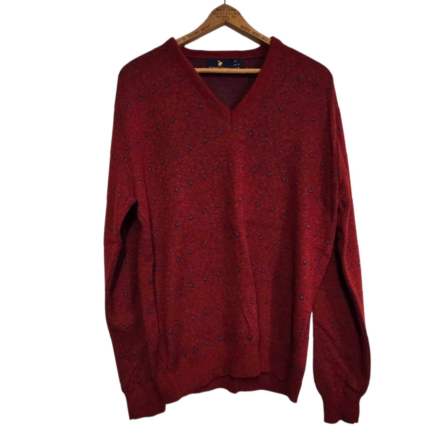 Vintage VINTAGE Robert Bruce Sweater Mens XL Red V Neck Union Made Designer USA Sweater Properly Keywords Size US XL / EU 56 / 4 - 3 Thumbnail