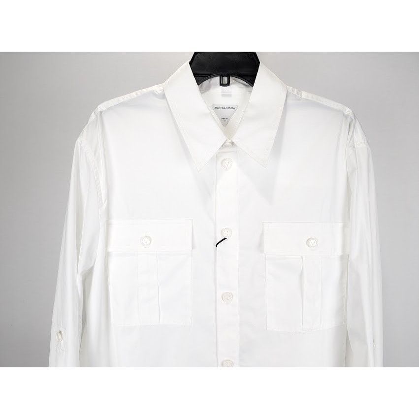 Bottega Veneta o1rshd1 Compact Cotton Poplin Shirt in White Size US L / EU 52-54 / 3 - 6 Thumbnail