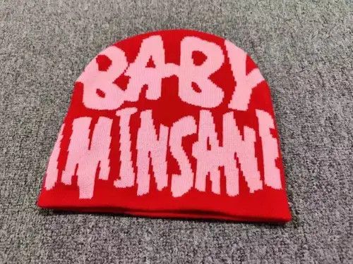 Other Baby I'm Insane Stars Graphic No Cuff Beanie Hat Red Size ONE SIZE - 2 Thumbnail