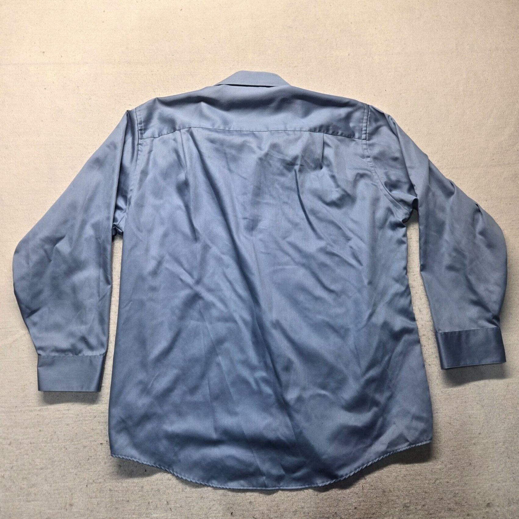Geoffrey Beene Geoffrey Beene Sateen Solid Blue Long Sleeve Button Up Dress Shirt Men's 17.5 Size 46R - 7 Thumbnail