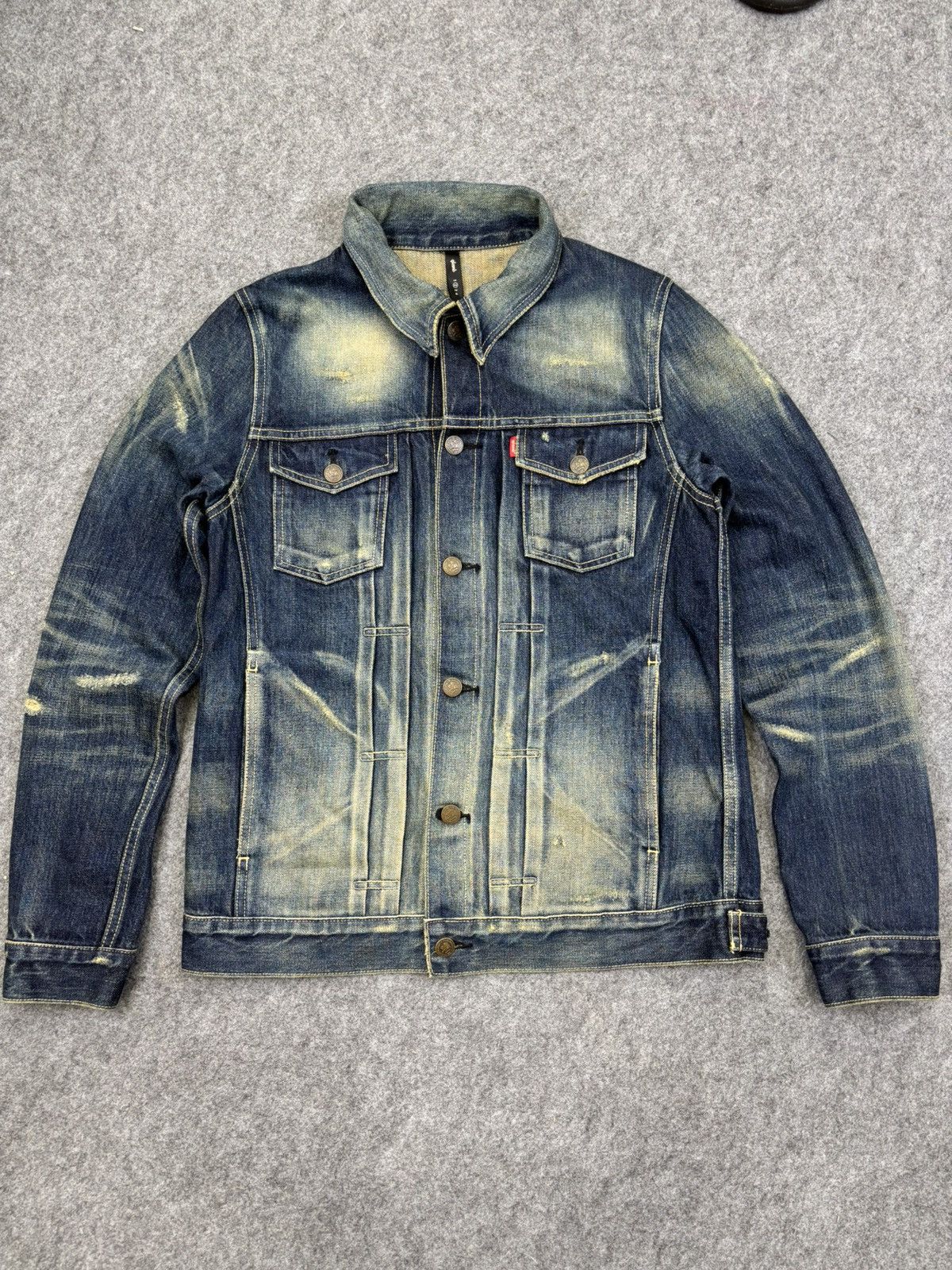 Japanese Brand 💥Selvedge Trucker💥glamb Sick Fades Distressed Trucker F818 Size US XS / EU 42 / 0 - 21 Thumbnail