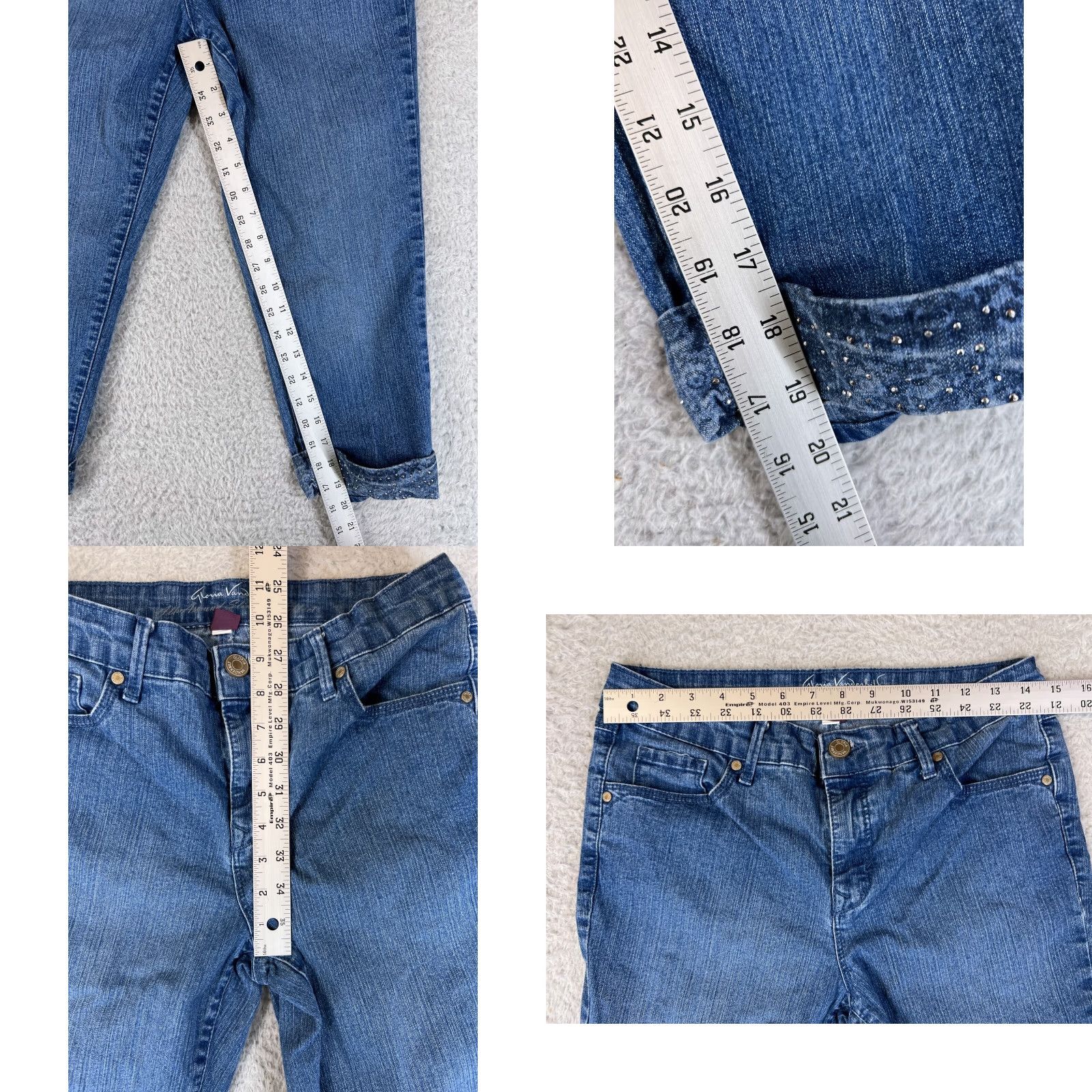 Gloria Vanderbilt VINTAGE Gloria Vanderbilt Women's Capri Jeans Size 6 Mid Rise Cotton Blue Embroidered Rhinestone Size 28" / US 6 / IT 42 - 8 Thumbnail