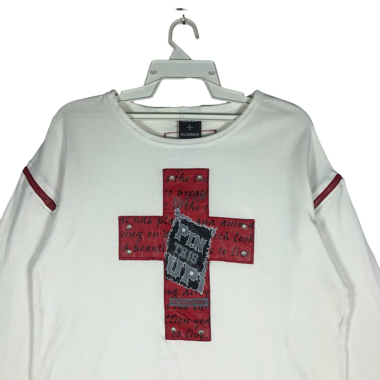 Japanese Brand × Vintage Vintage Slash Number Long Sleeve White T-Shirt Size US L / EU 52-54 / 3 - 2 Thumbnail