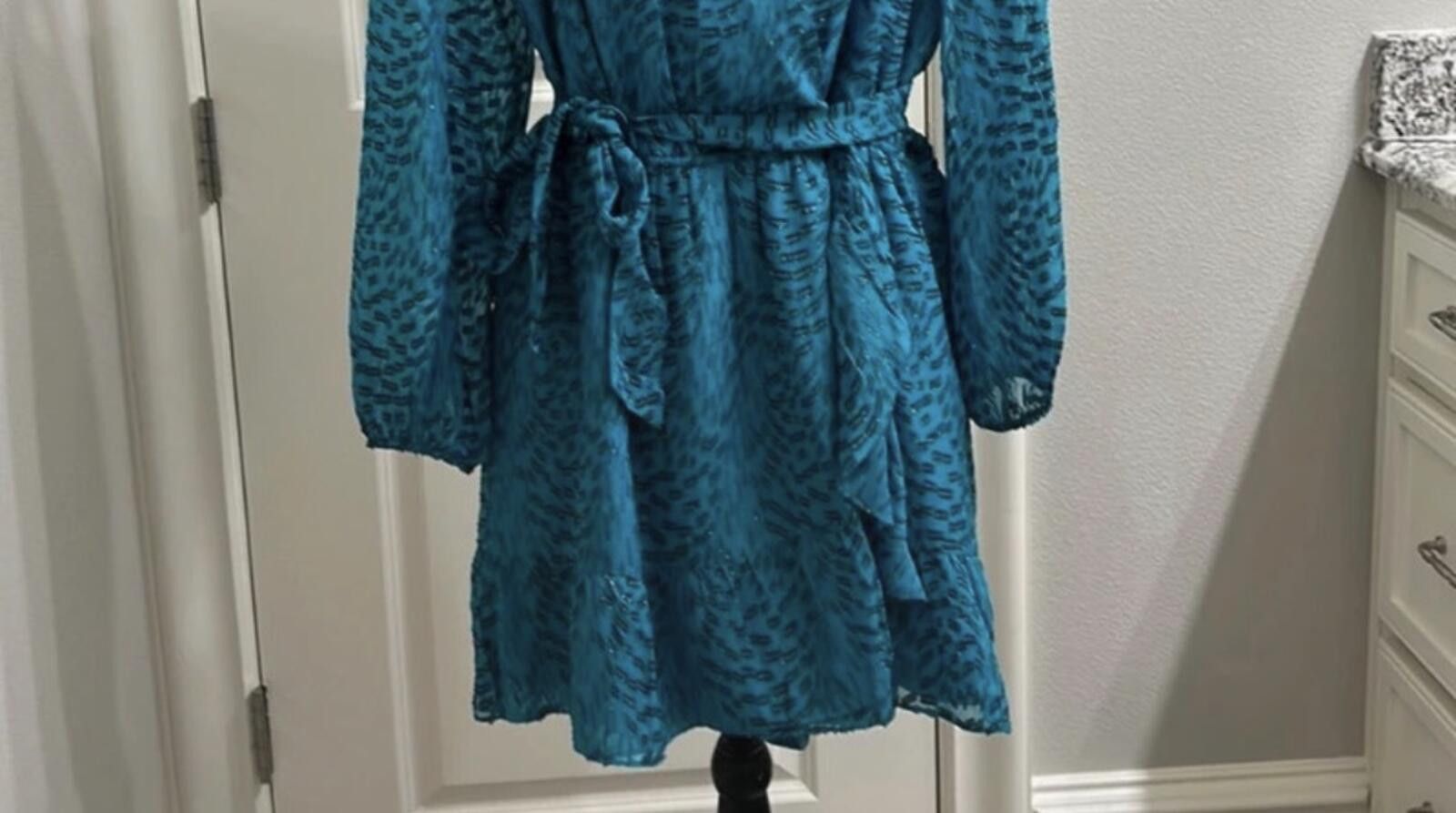 Other Lilly Pulitzer Blue Metallic Wrap Mini Dress Small Size S / US 4 / IT 40 - 3 Thumbnail