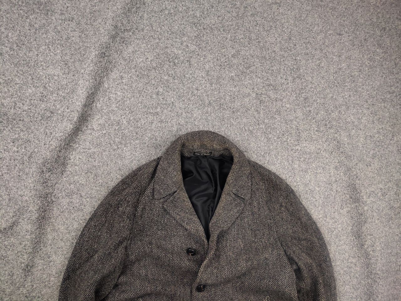 Harris Tweed Vintage 80's Harris Tweed Gray Wool herringbone Coat Jacket Size US L / EU 52-54 / 3 - 1 Thumbnail