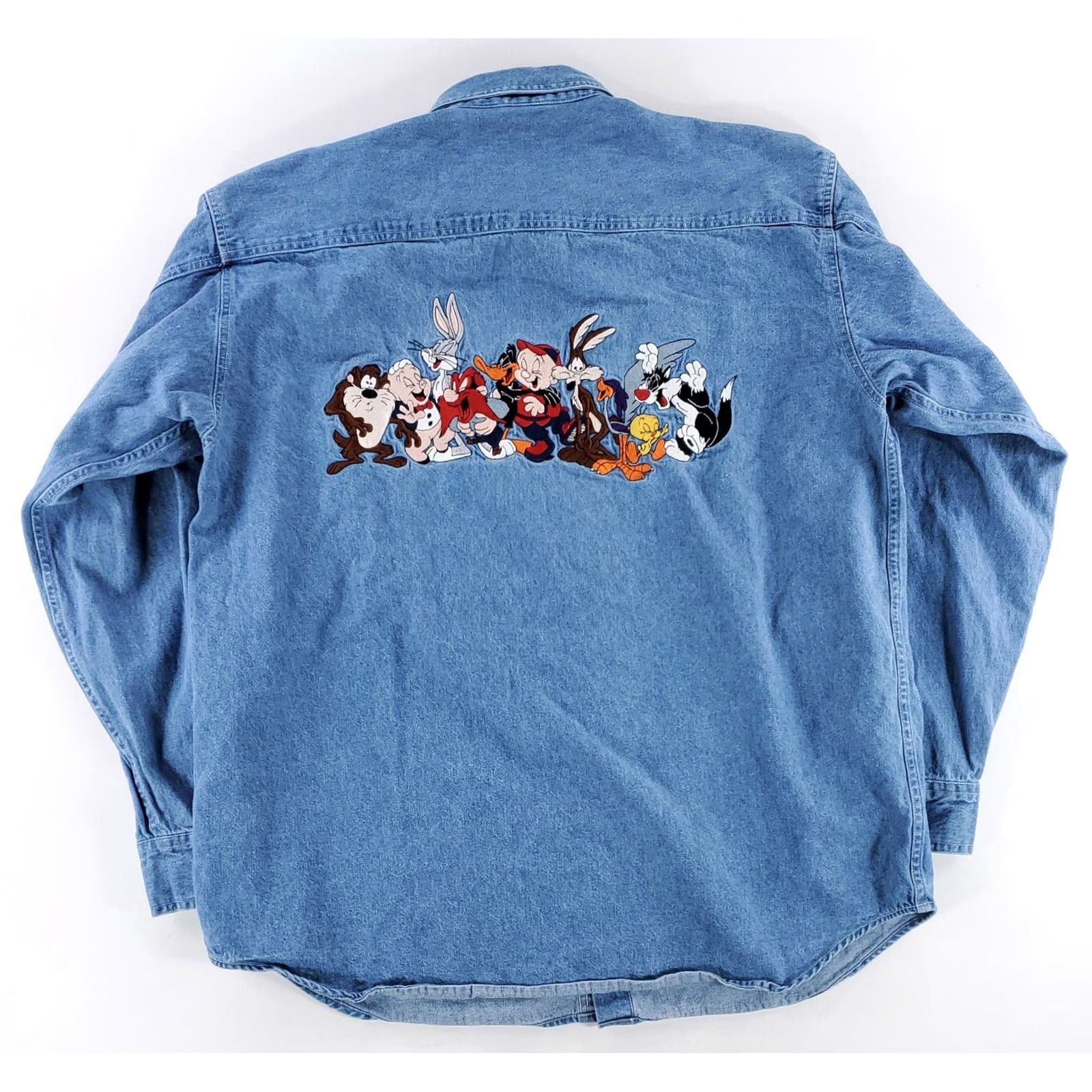 Vintage VINTAGE Warner Bros Looney Tunes Denim Button-Up Shirt Embroidered Mens L Blue 90s Size US L / EU 52-54 / 3 - 3 Thumbnail