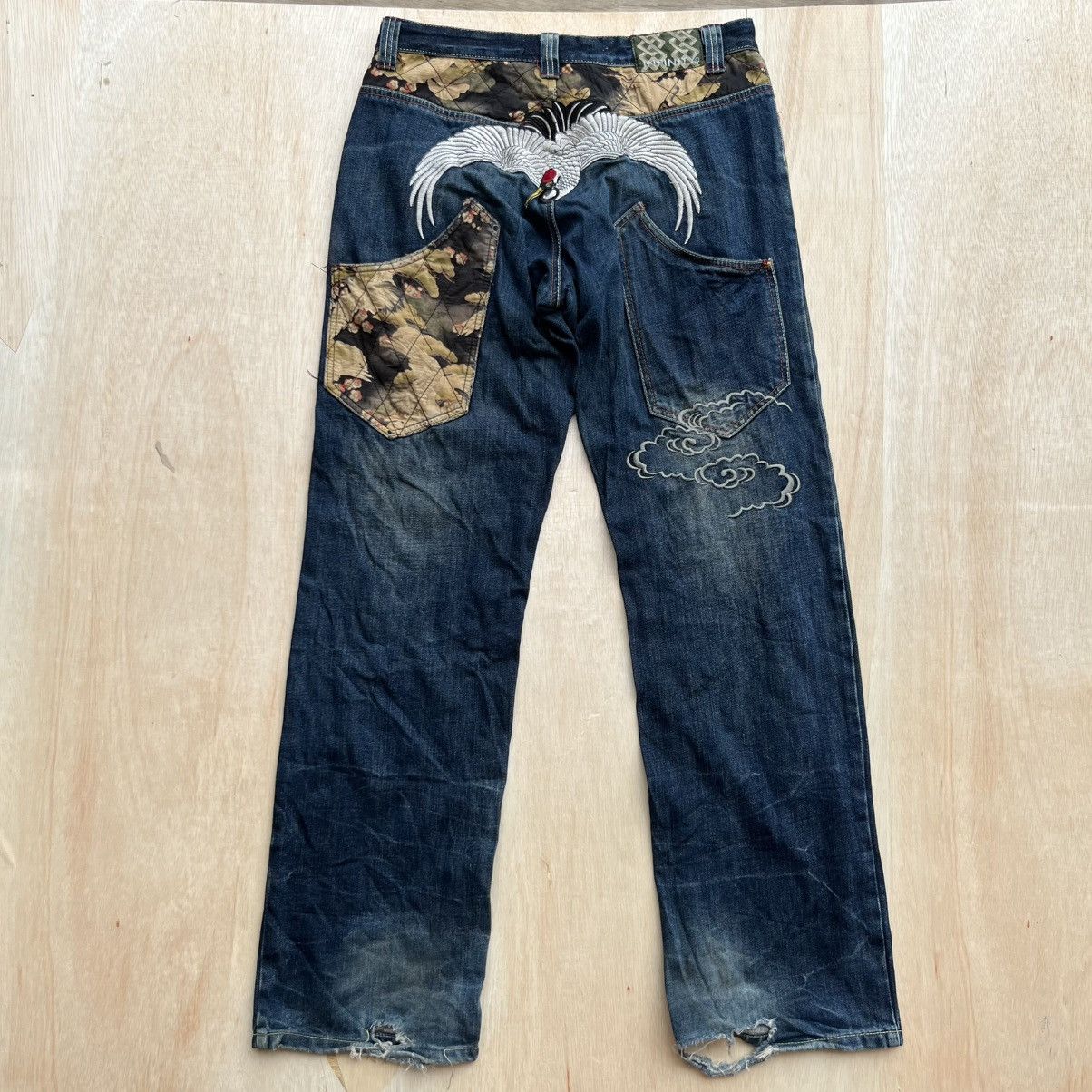 Japanese Brand INFINITY SUKAJAN EMBROIDERED DISTRESSED JEANS Size US 33 - 3 Thumbnail