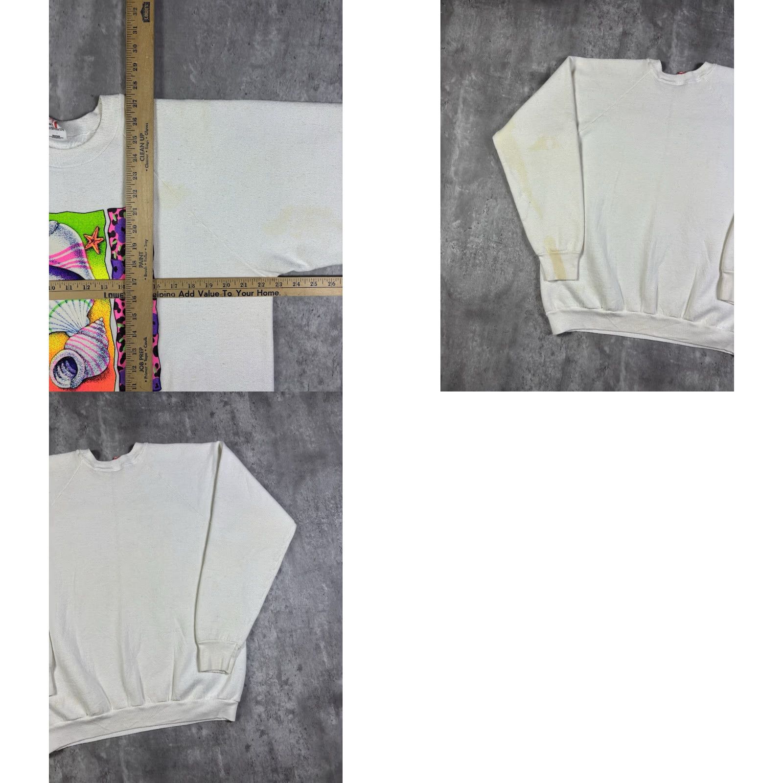 Fruit Of The Loom VINTAGE Seashell Beach White Sweatshirt Crewneck XL Men Cotton Blend Fleece Graphic Print Logo 80s 90s Beach Pullover Size US XL / EU 56 / 4 - 8 Thumbnail