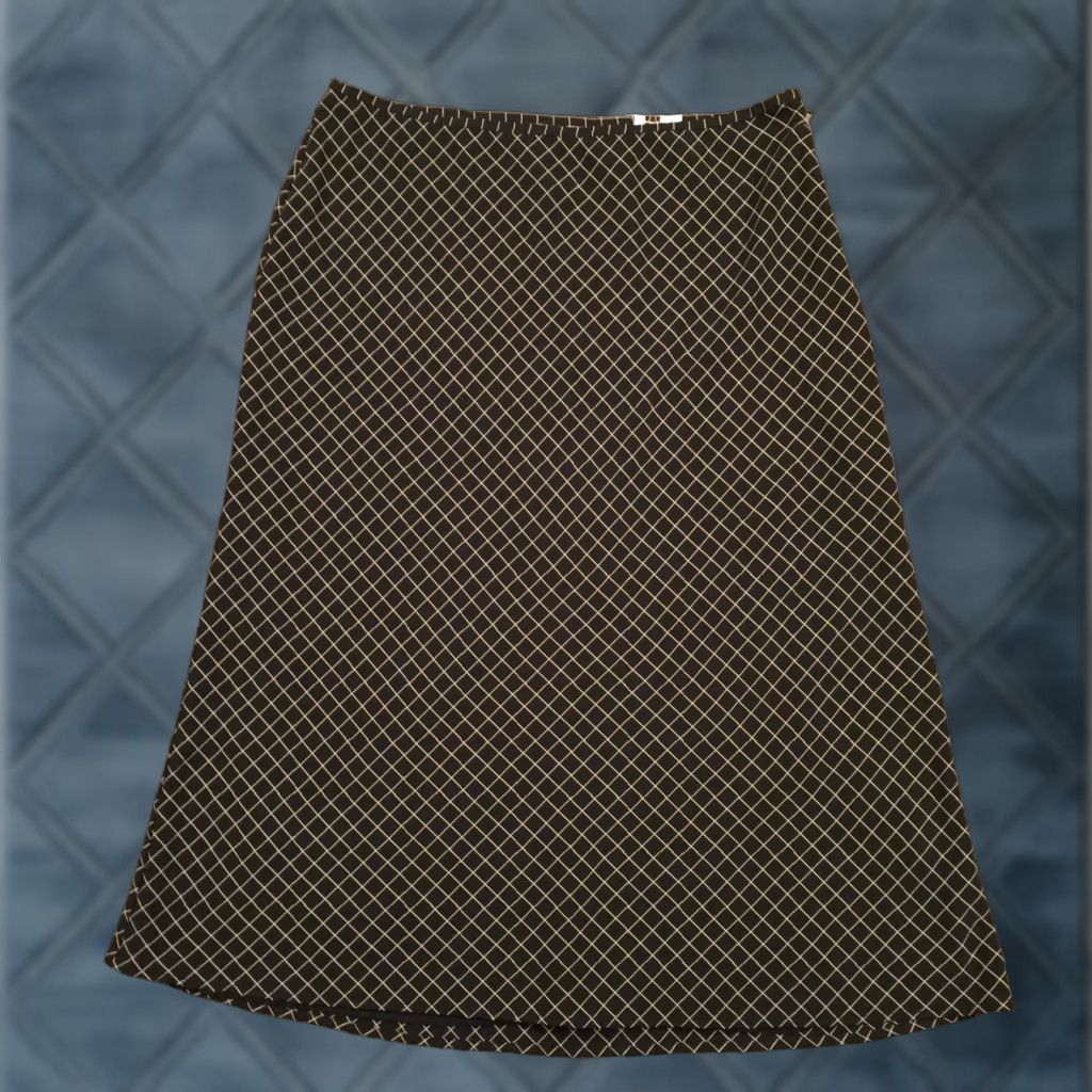 Vintage G.H. Bass & Co. Skirt Midi Women Size 14 Black Argyle Lined Lightweight A-Line Polyester Size 36" / US 14 / IT 50 - 1 Thumbnail