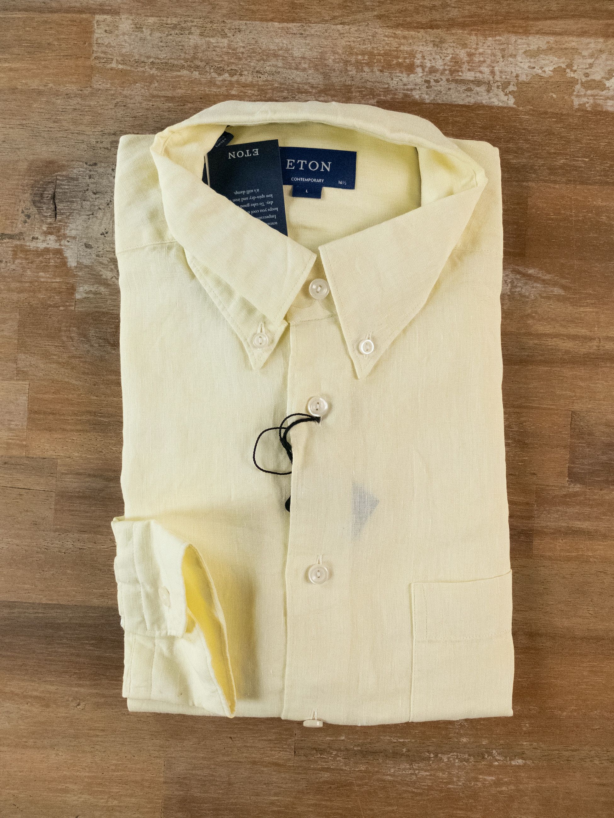 Eton ETON of Sweden contemporary fit yellow linen shirt 42 Large Size US L / EU 52-54 / 3 - 1 Thumbnail